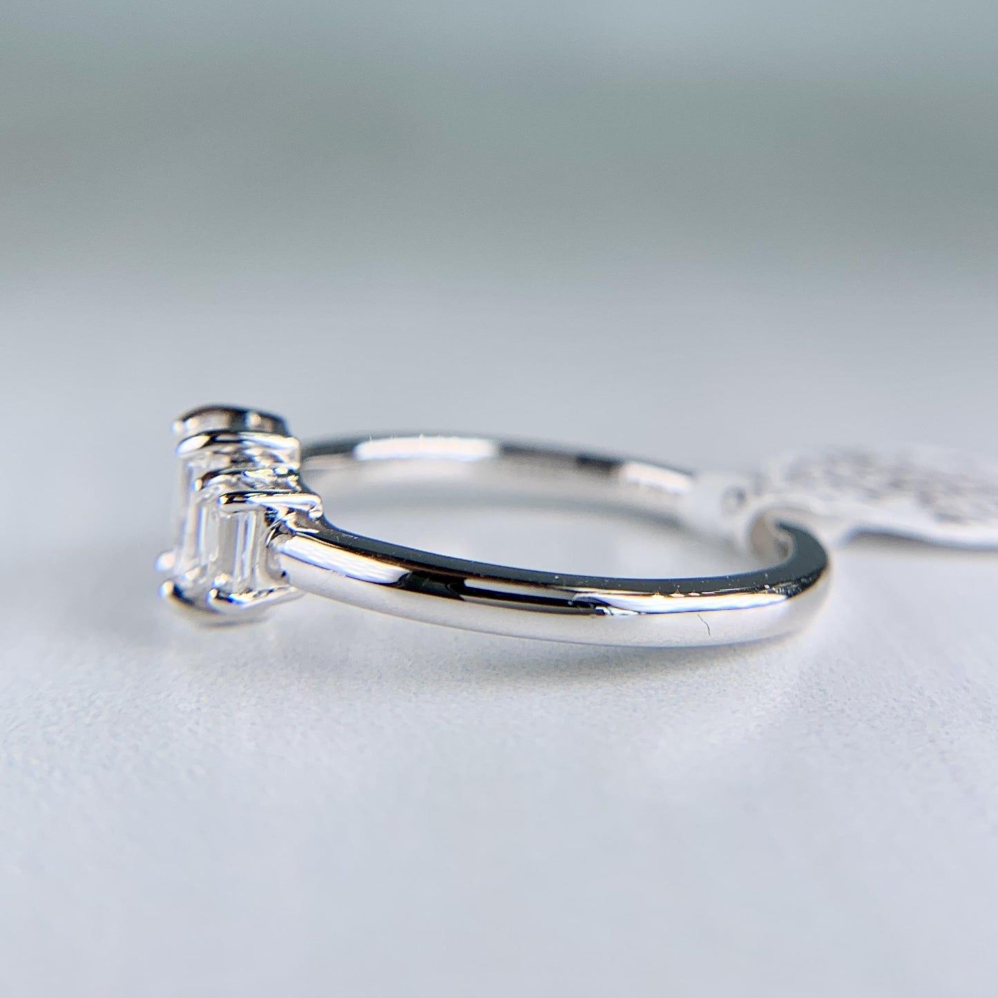 Emerald Cut Diamond 3 Stone Ring Platinum