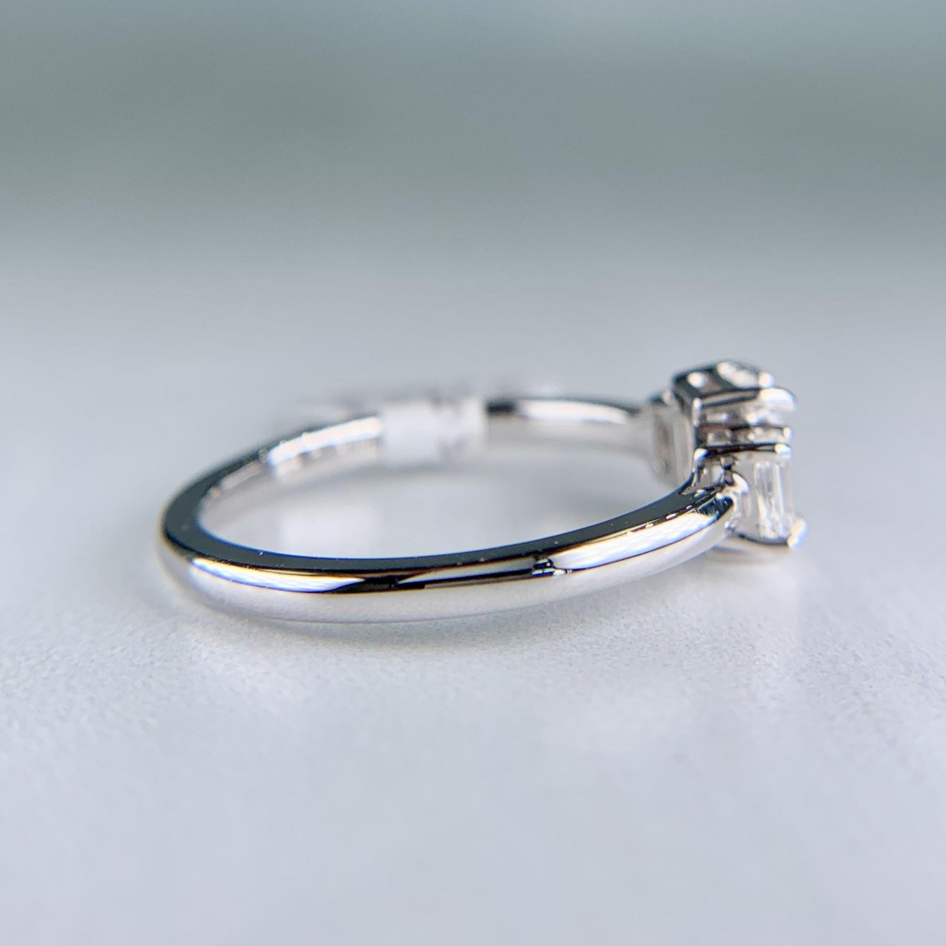 Emerald Cut Diamond 3 Stone Ring Platinum