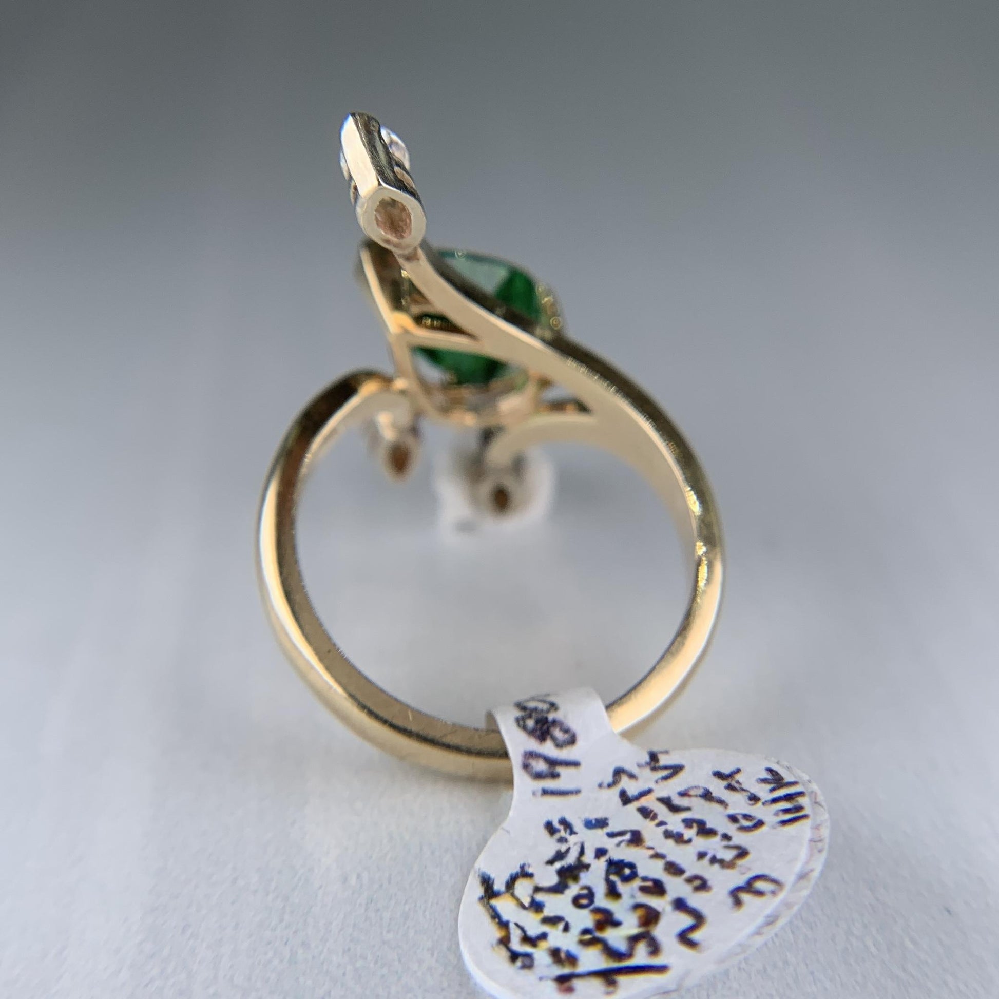 Vintage Tsavorite and Marquise Diamond Ring 14k Yellow Gold