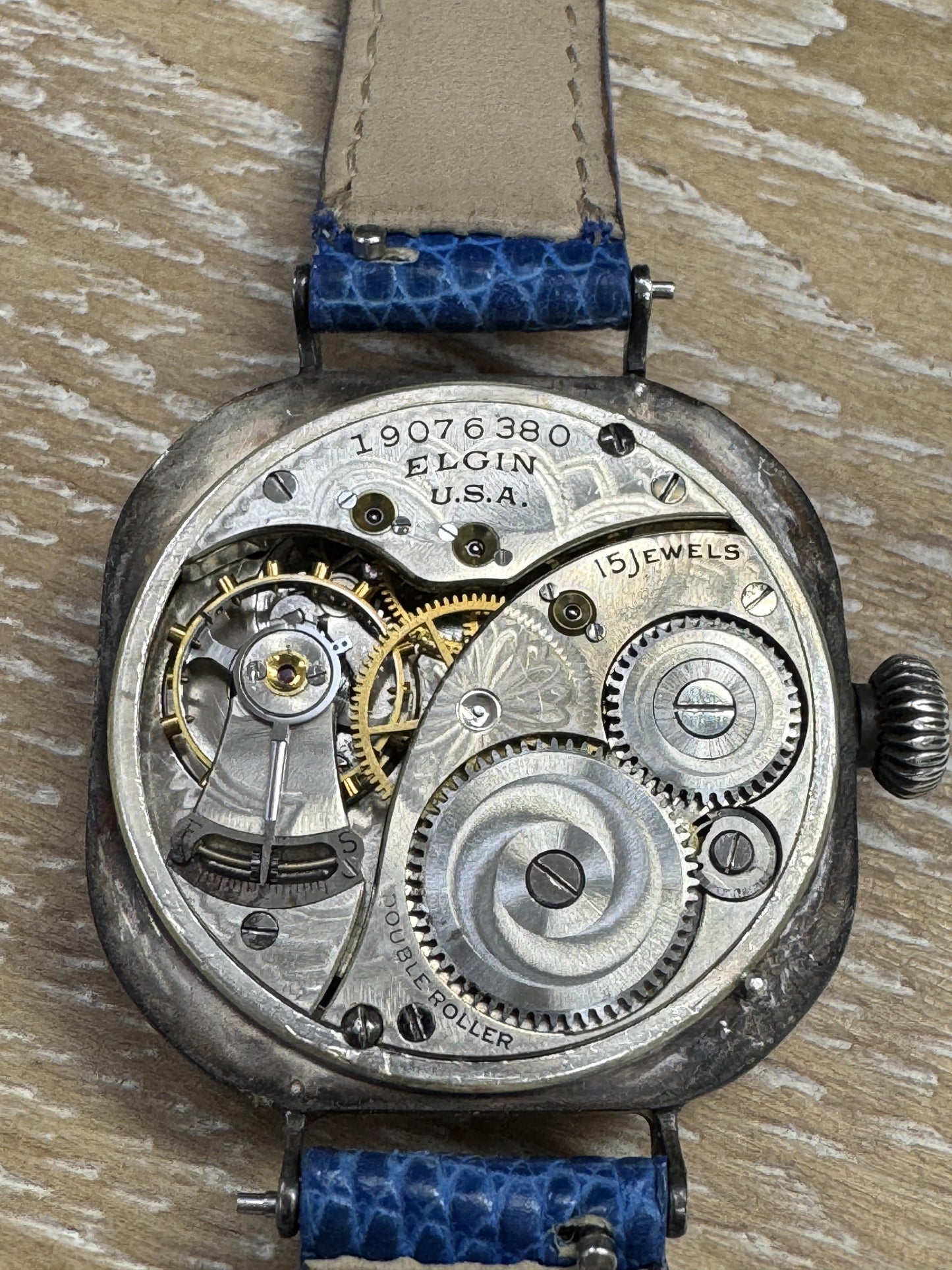 Rare 1917 Elgin Trench Sterling Silver Watch Wristwatch Running strong