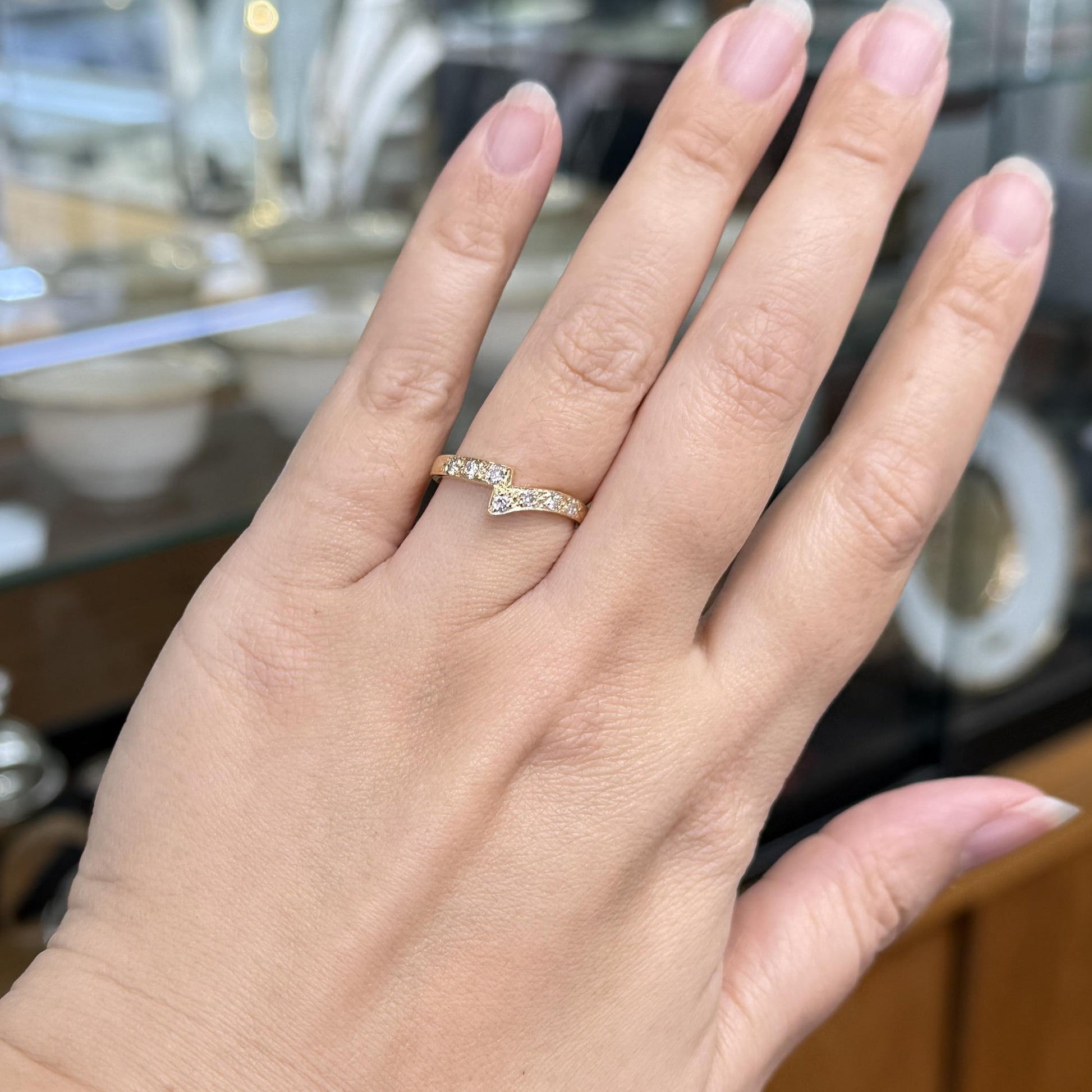 Estate Diamond Bypass Band Ring 14k Yellow Gold