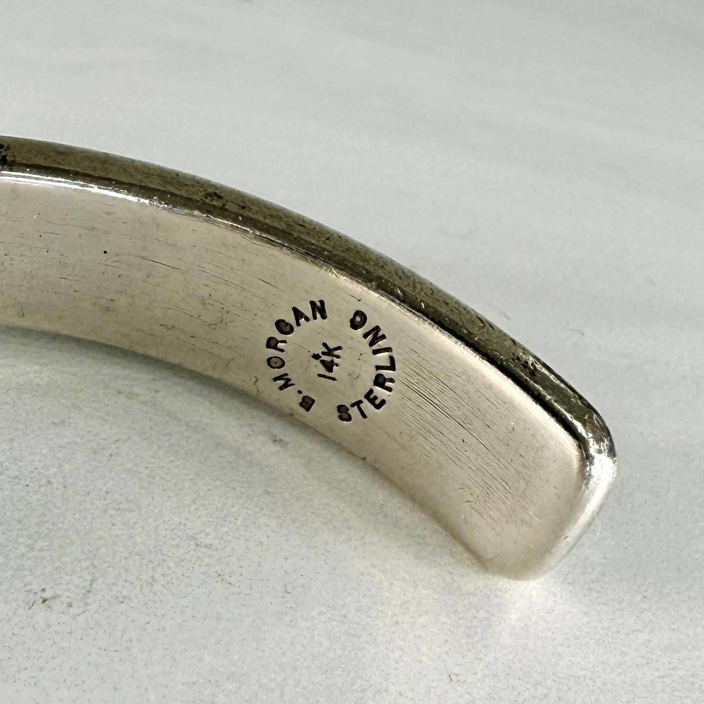 Vintage Bruce Morgan Navajo Sterling Silver and 14k Yellow Gold Cuff Bracelet