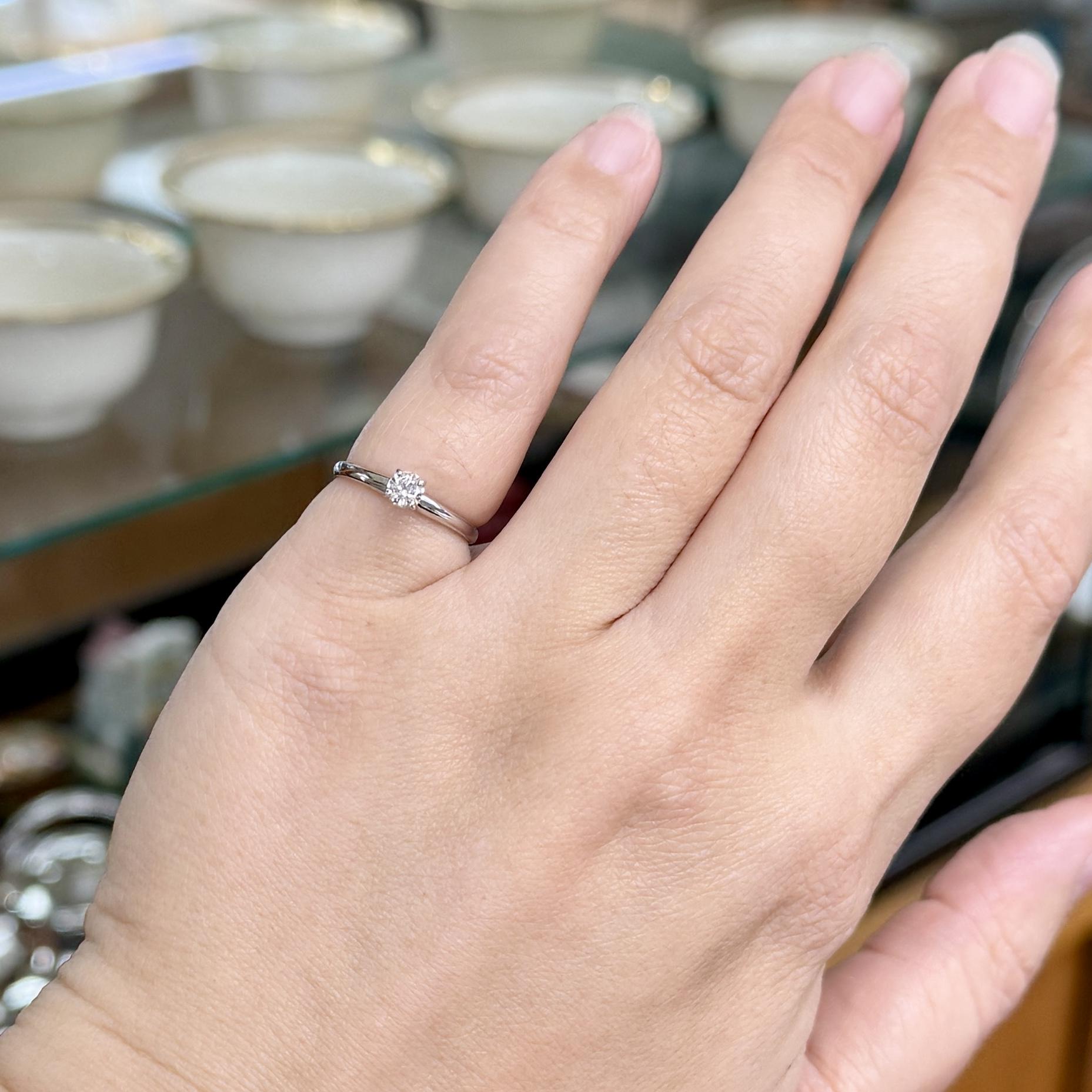 Vintage Magic Glo .20 carat Diamond Engagement Ring 14k White Gold