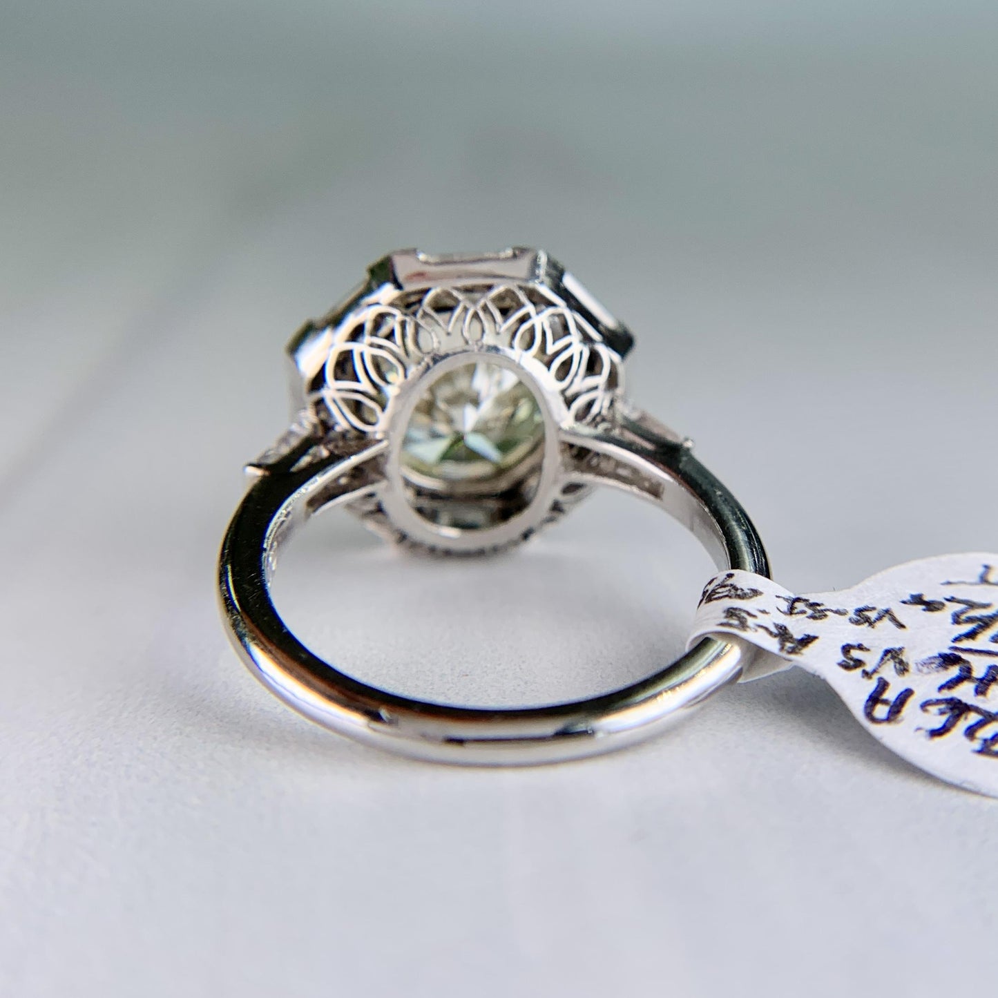 Vintage 1950's Transitional Cut and Step Cut Diamond Engagement Ring Platinum