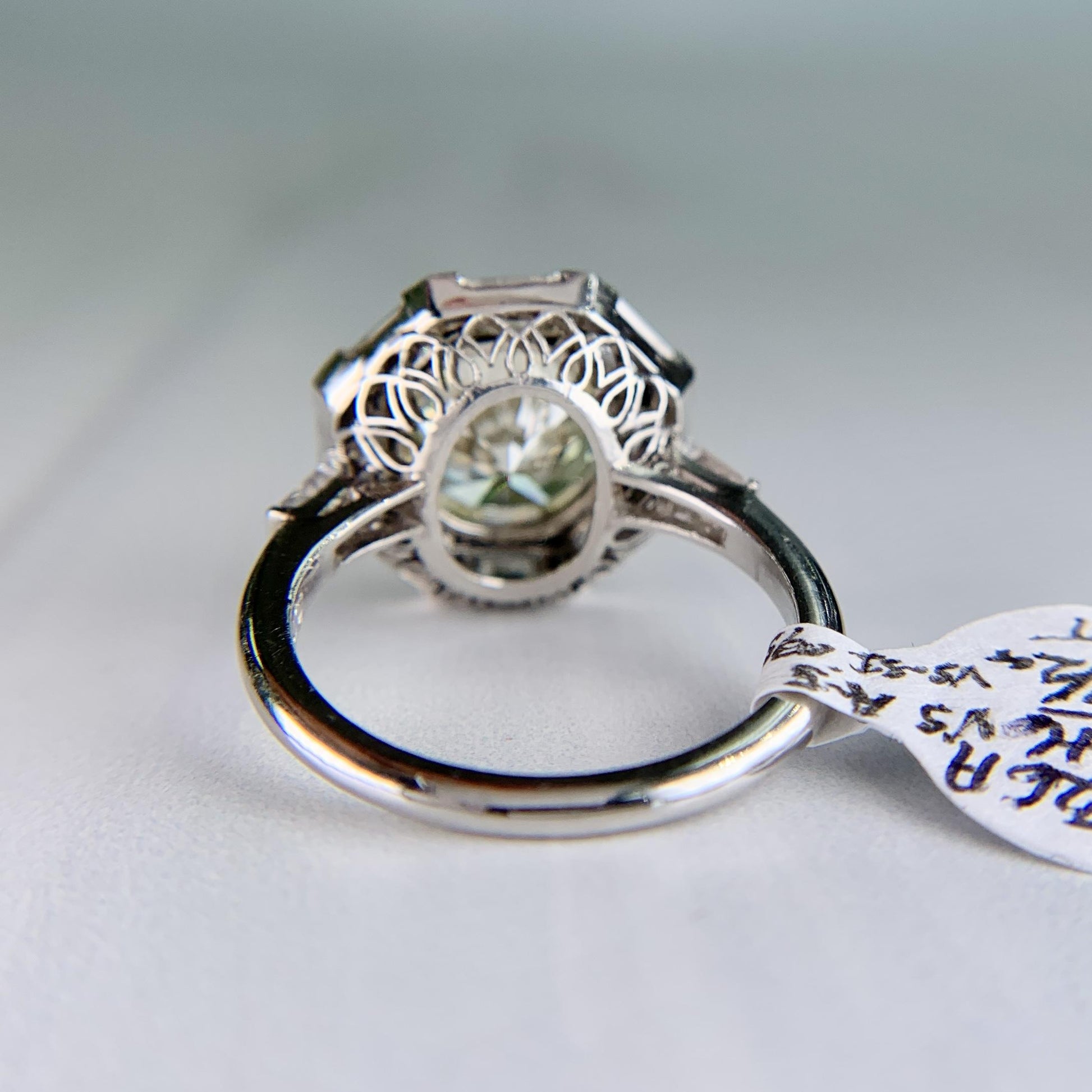 Vintage 1950's Transitional Cut and Step Cut Diamond Engagement Ring Platinum