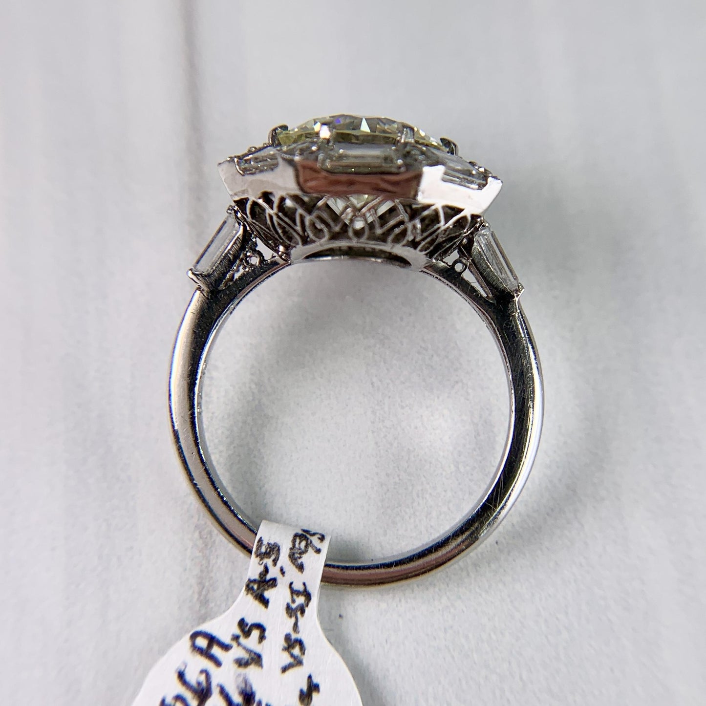 Vintage 1950's Transitional Cut and Step Cut Diamond Engagement Ring Platinum