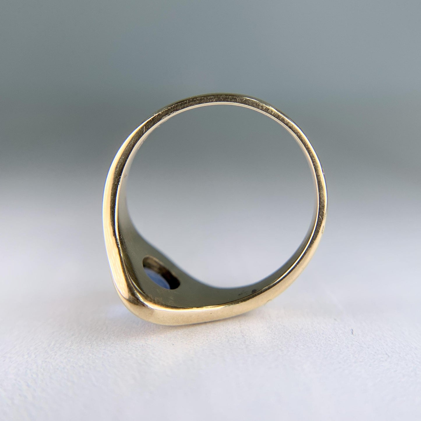 Antique Circa 1890's Sapphire Cabochon Gold Nugget Ring 14k Yellow Gold
