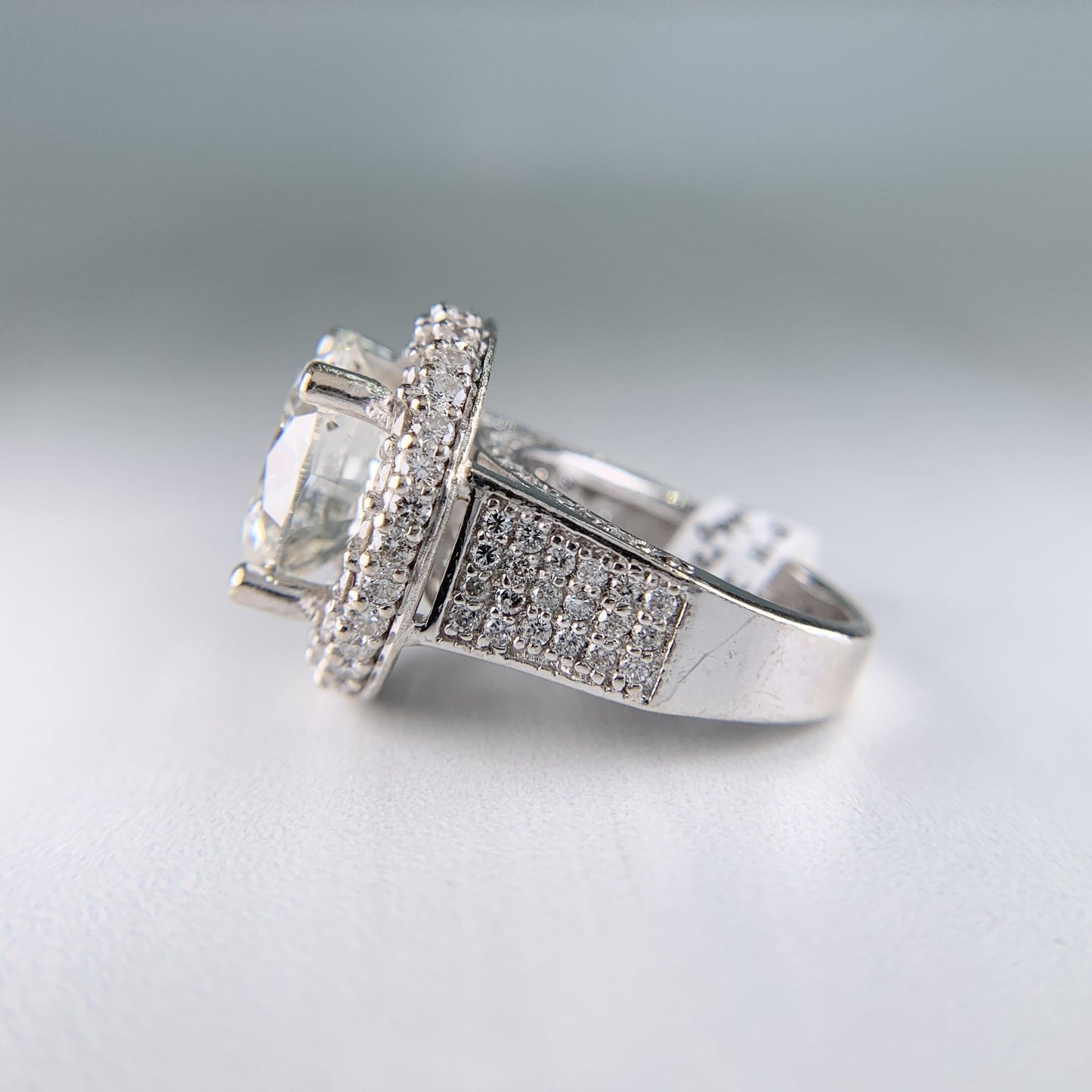 6.27 Carat Diamond Engagement Ring 14k White Gold