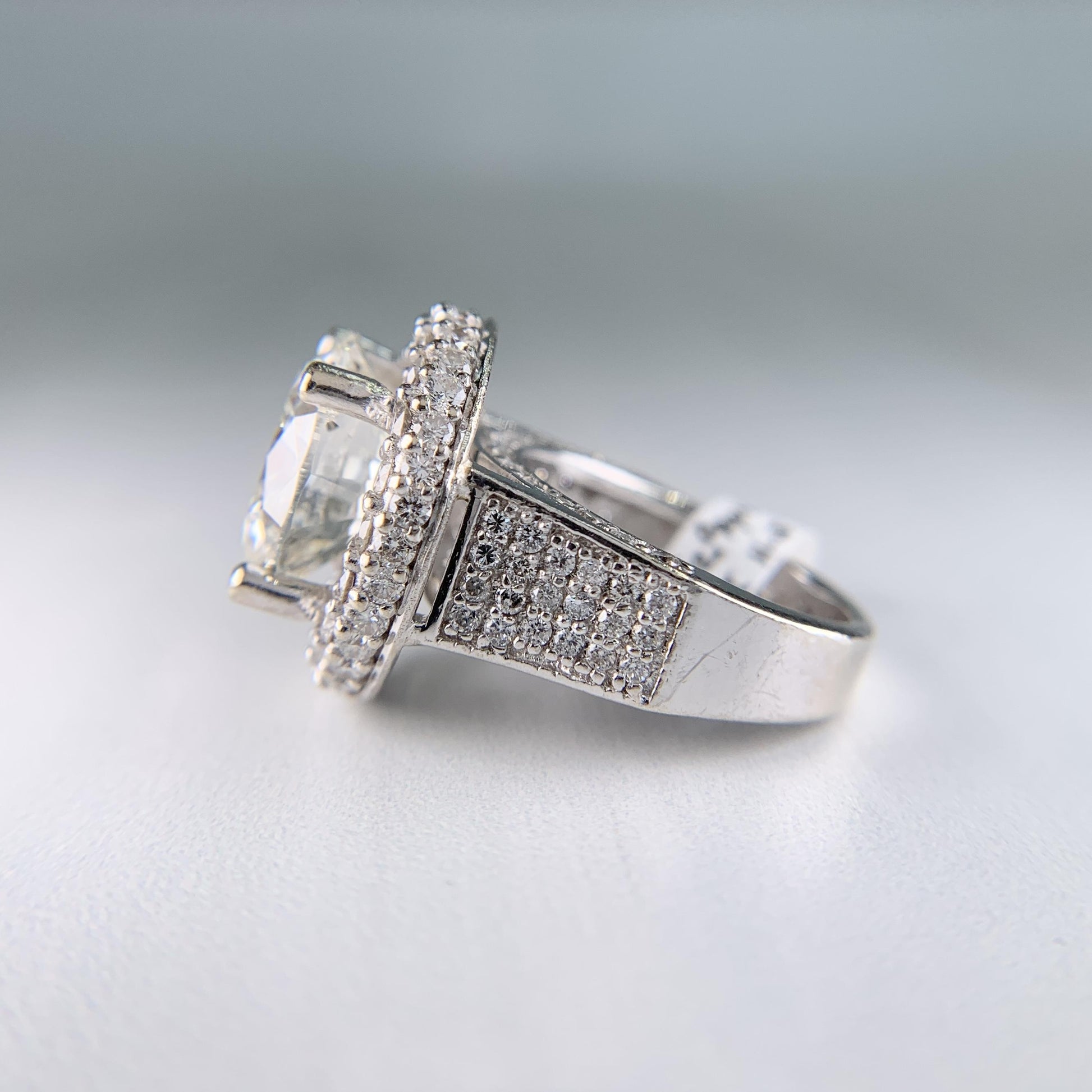 6.27 Carat Diamond Engagement Ring 14k White Gold