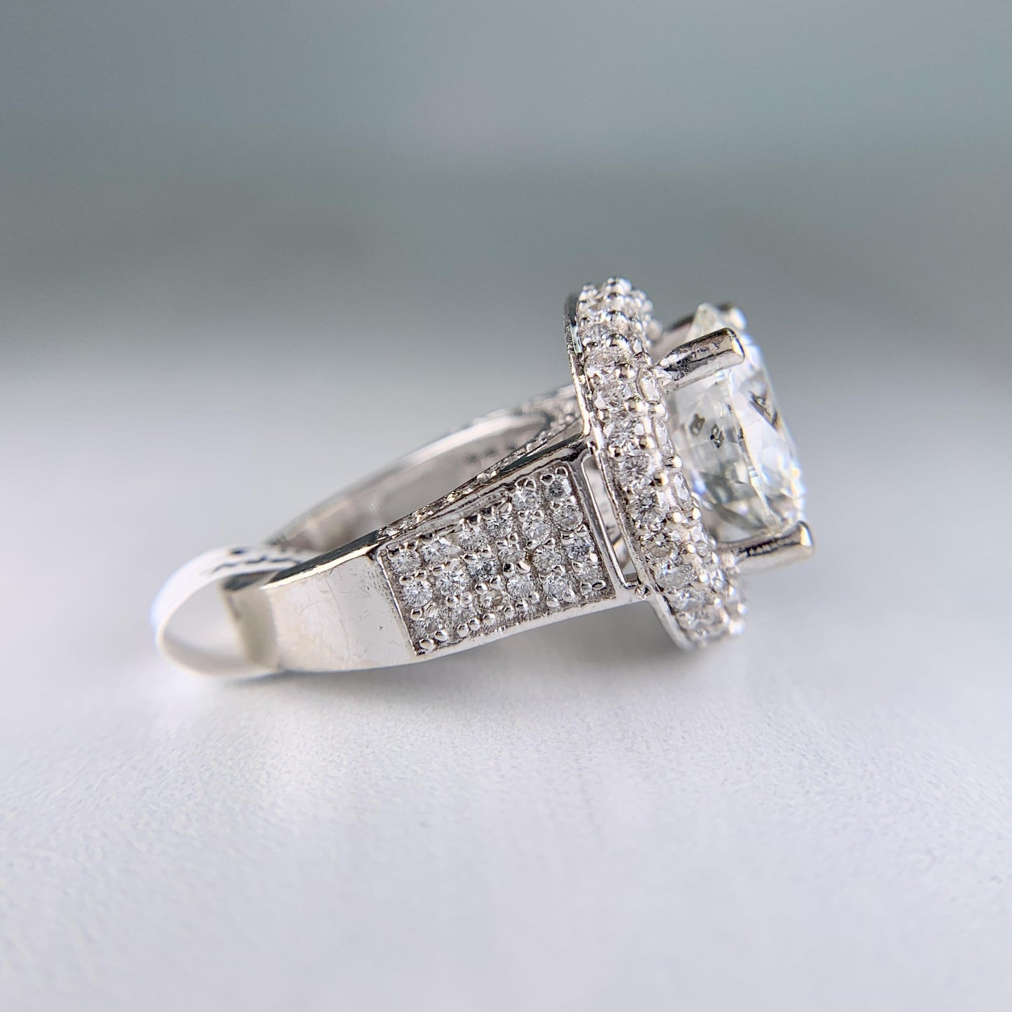 6.27 Carat Diamond Engagement Ring 14k White Gold