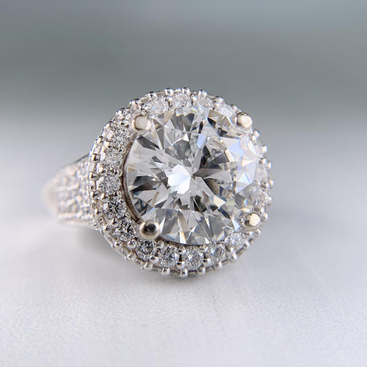 6.27 Carat Diamond Engagement Ring 14k White Gold