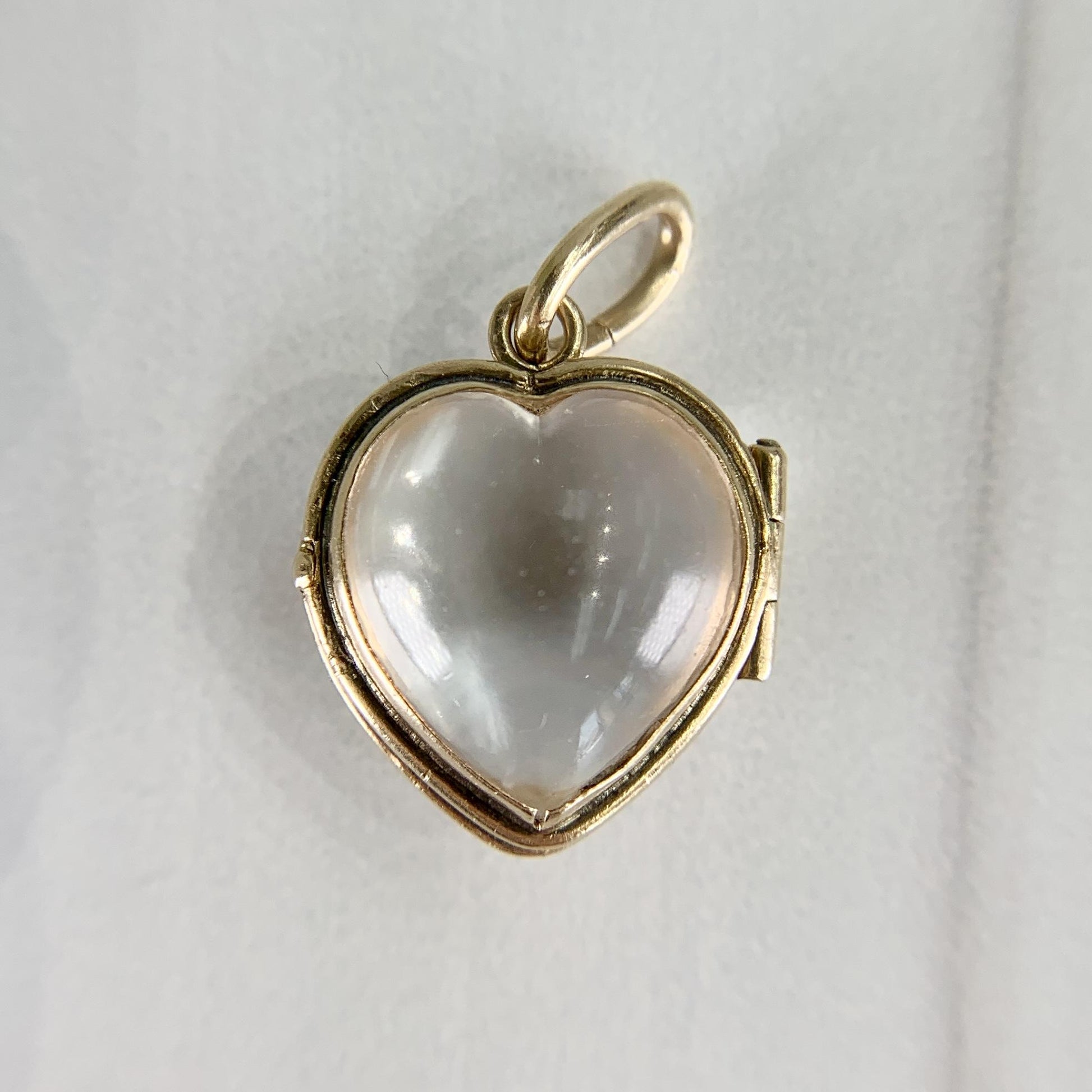 Antique Circa 1900 Heart Shaped Pools of Light Locket Pendant 14k Yellow Gold
