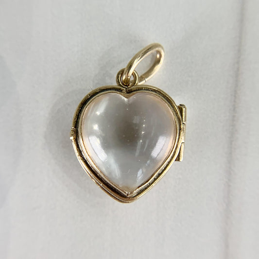 Antique Circa 1900 Heart Shaped Pools of Light Locket Pendant 14k Yellow Gold