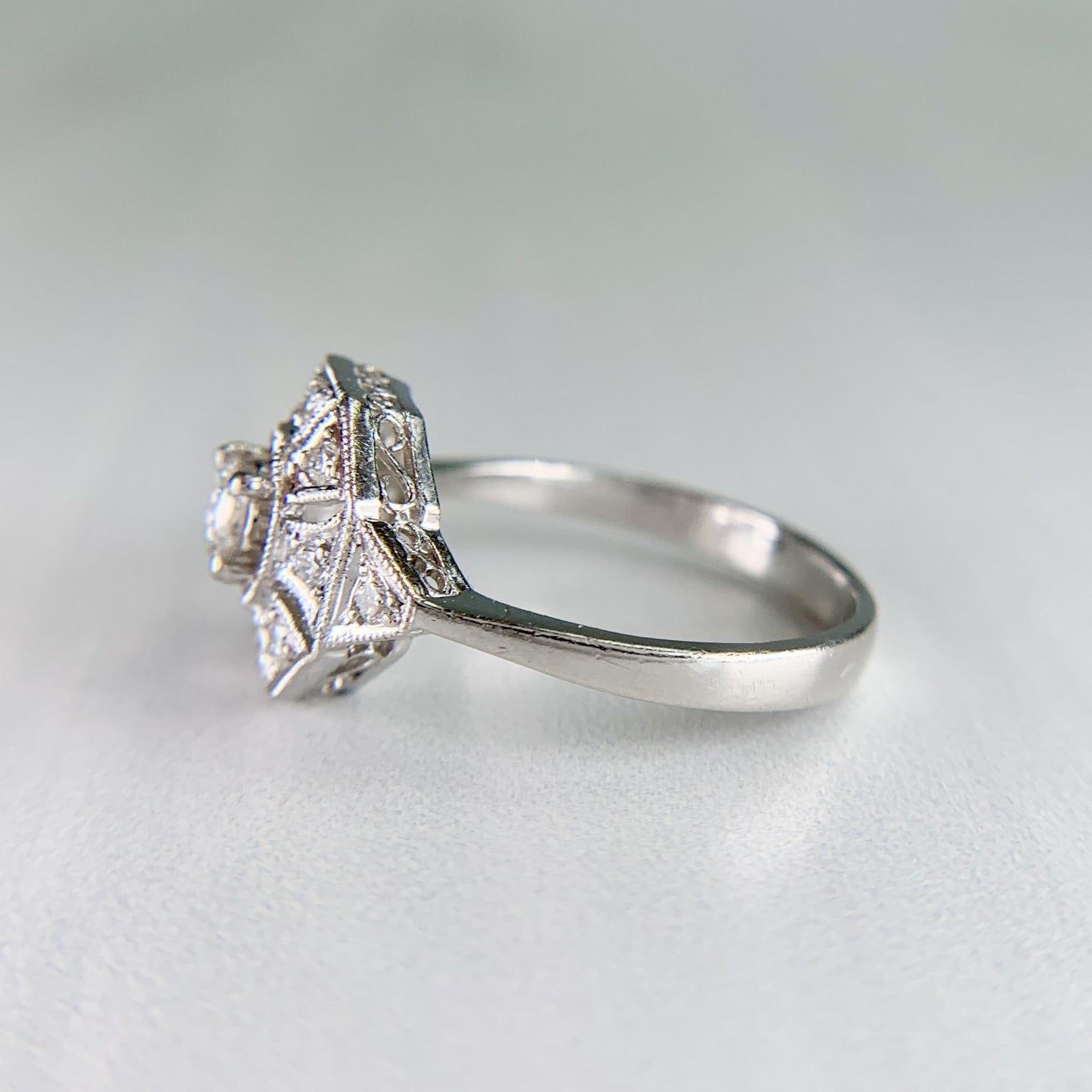 Estate Diamond Octagon Ring Platinum