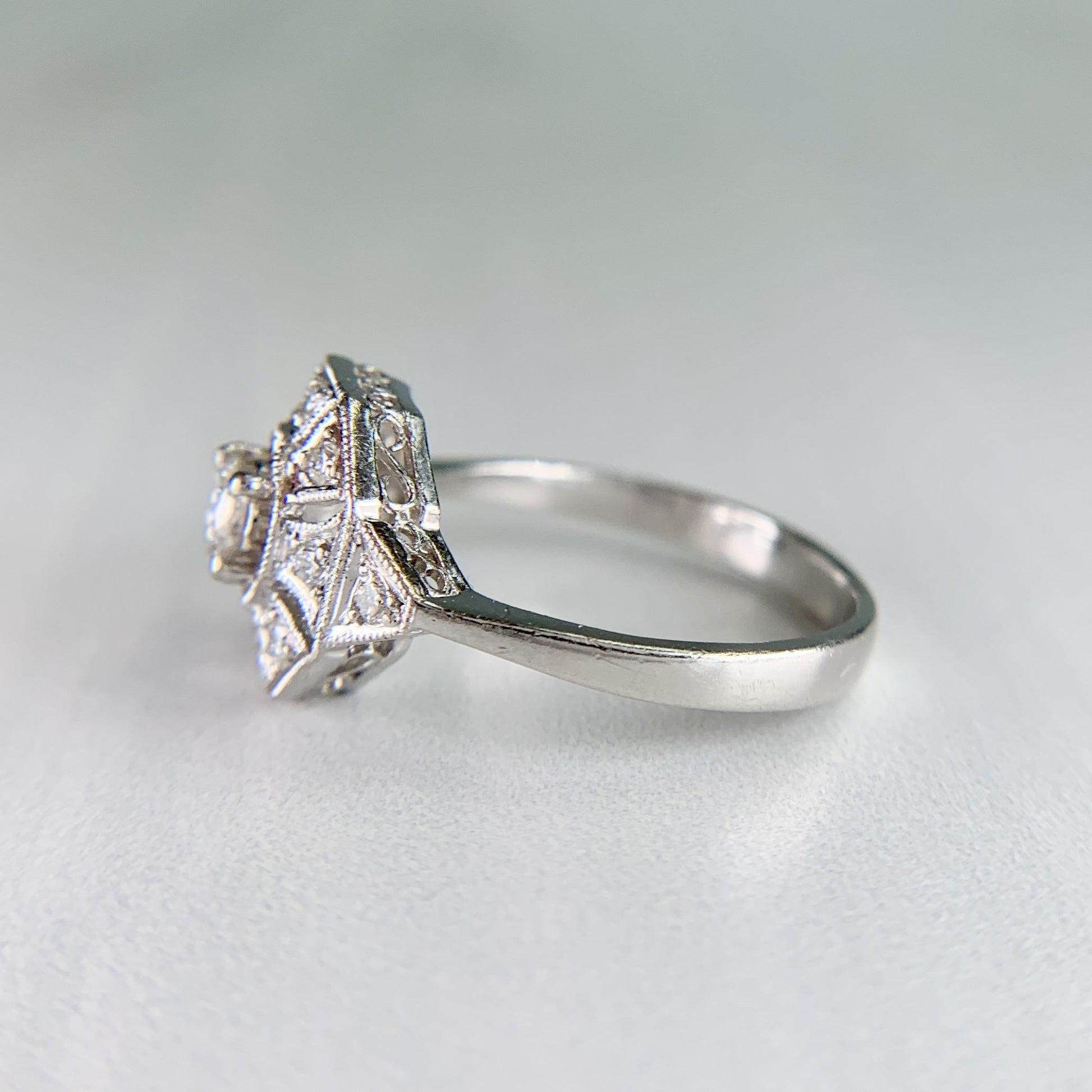 Estate Diamond Octagon Ring Platinum
