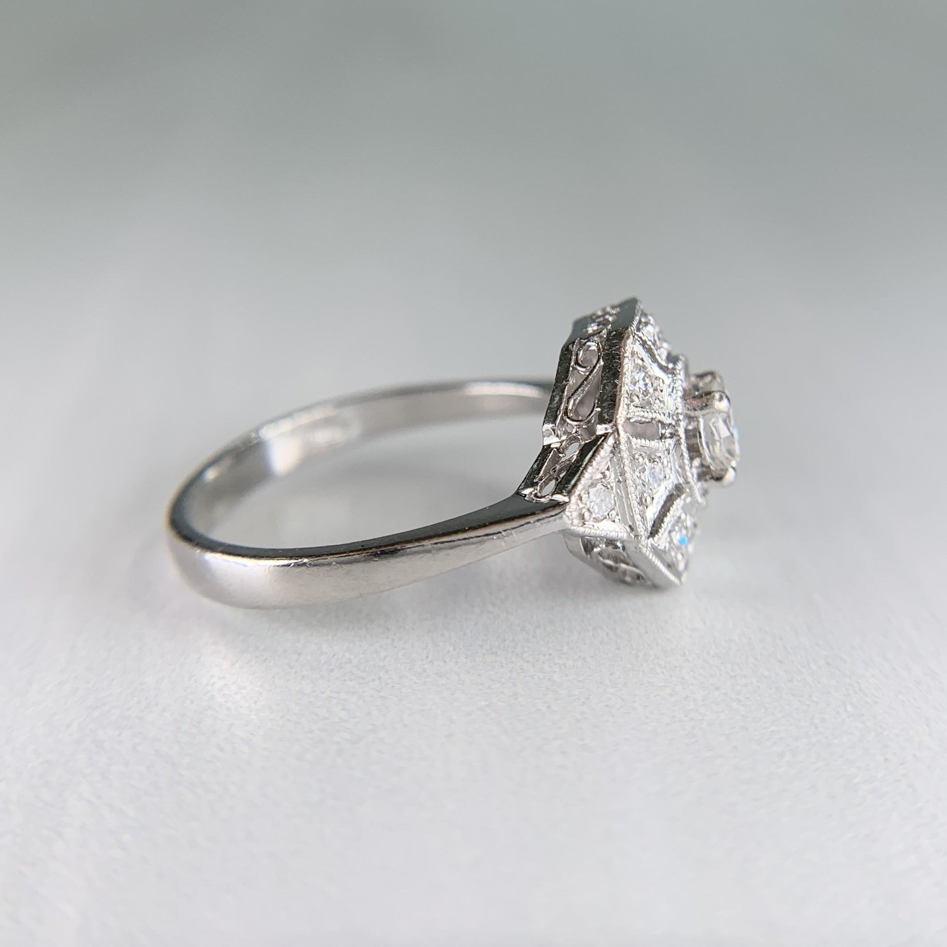 Estate Diamond Octagon Ring Platinum