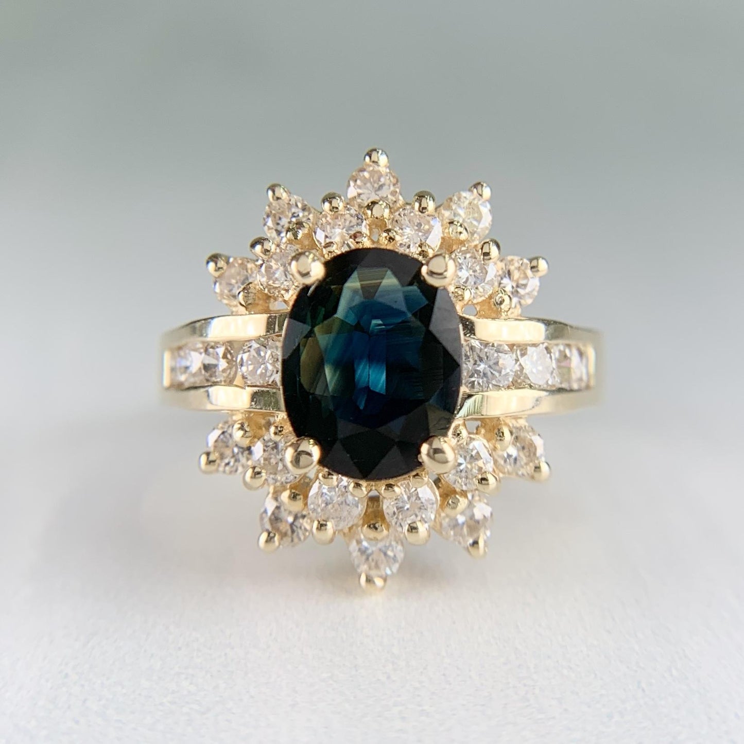 Estate Sapphire and Diamond Ring 14k Yellow Gold