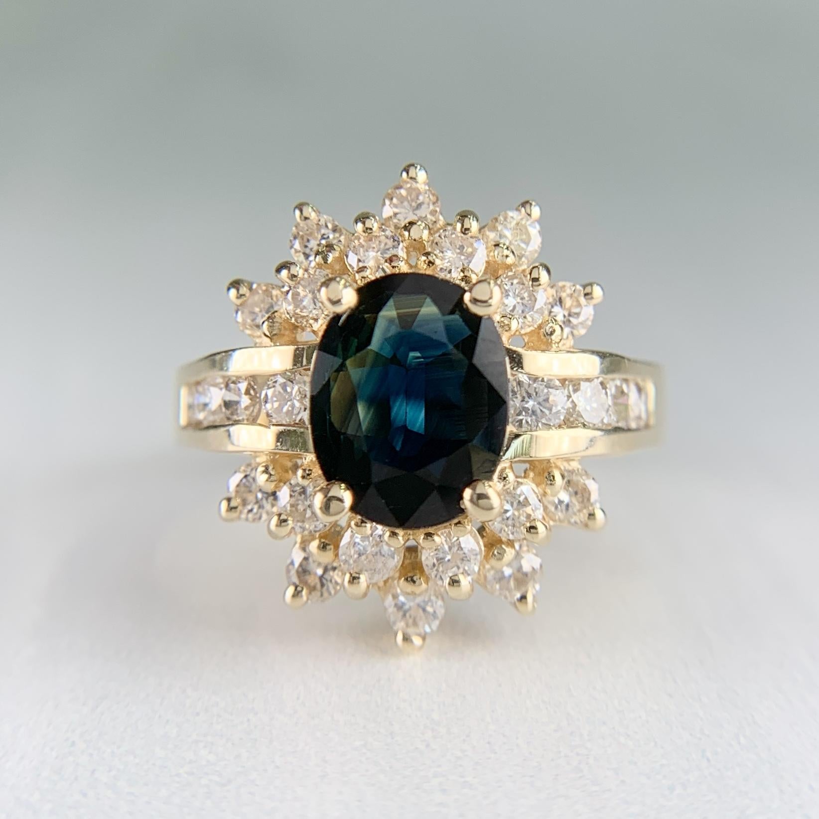 Estate Sapphire and Diamond Ring 14k Yellow Gold