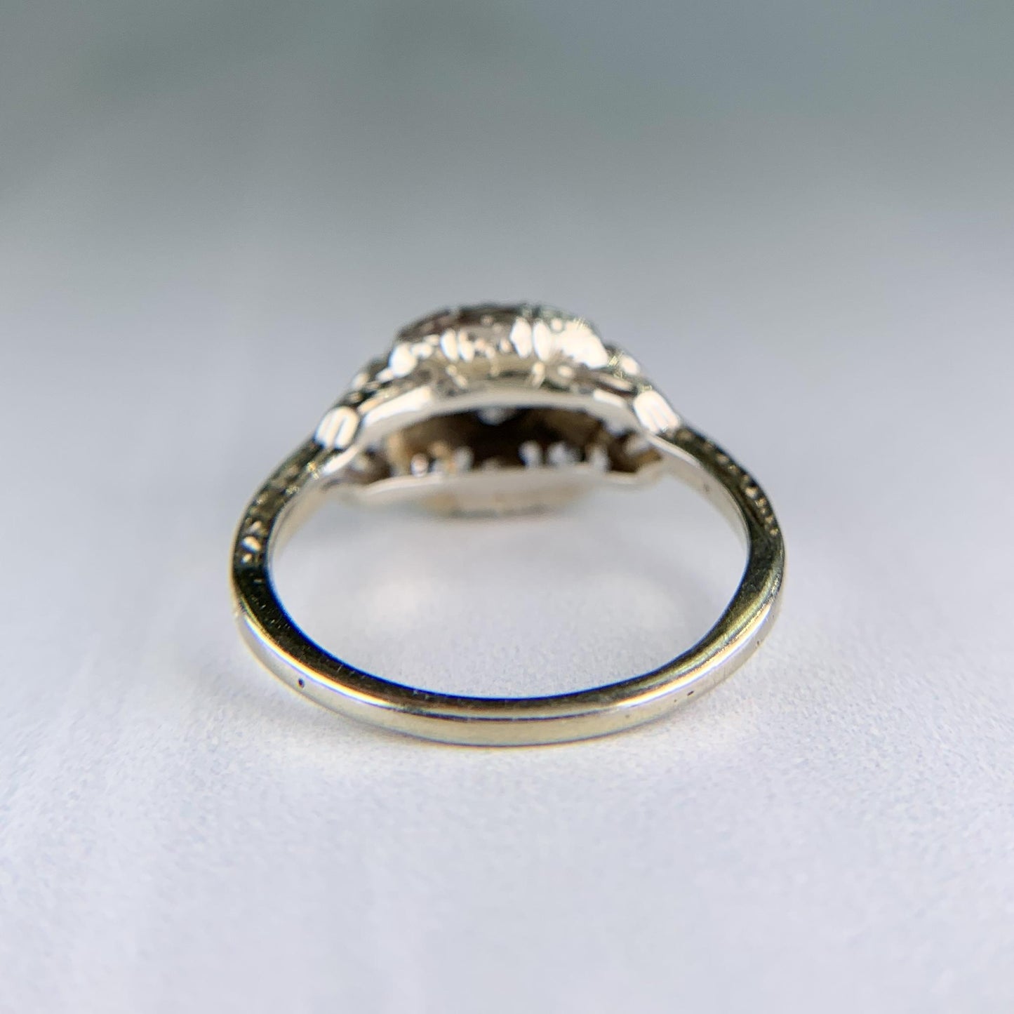 Antique 1930's Art Deco Old European Cut Diamond Engagement Ring 14k White Gold