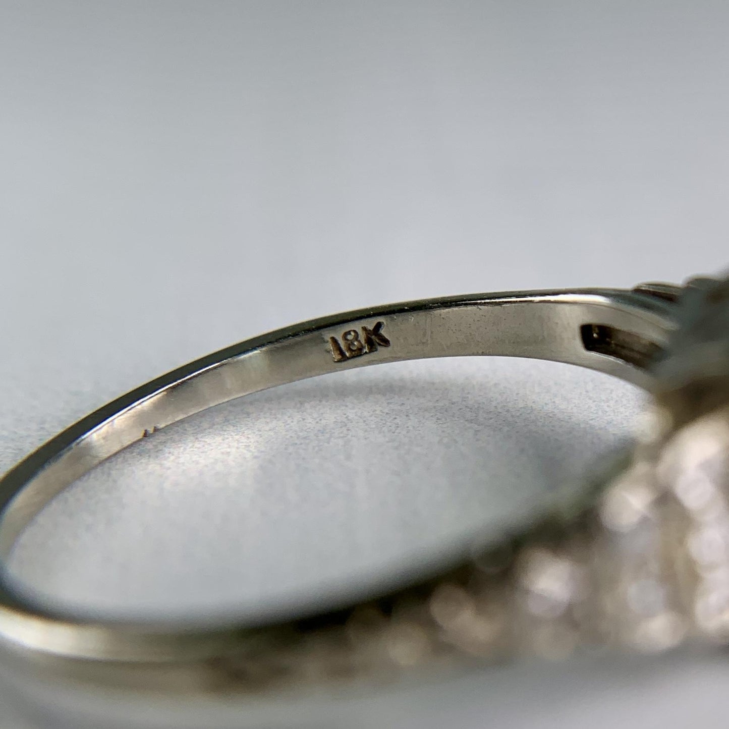 1930's Art Deco Transitional Diamond Engagement Ring 18k White Gold
