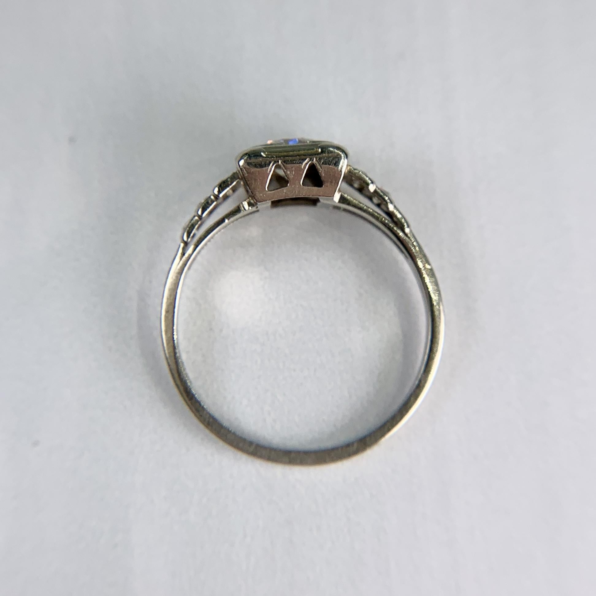1930's Art Deco Transitional Diamond Engagement Ring 18k White Gold