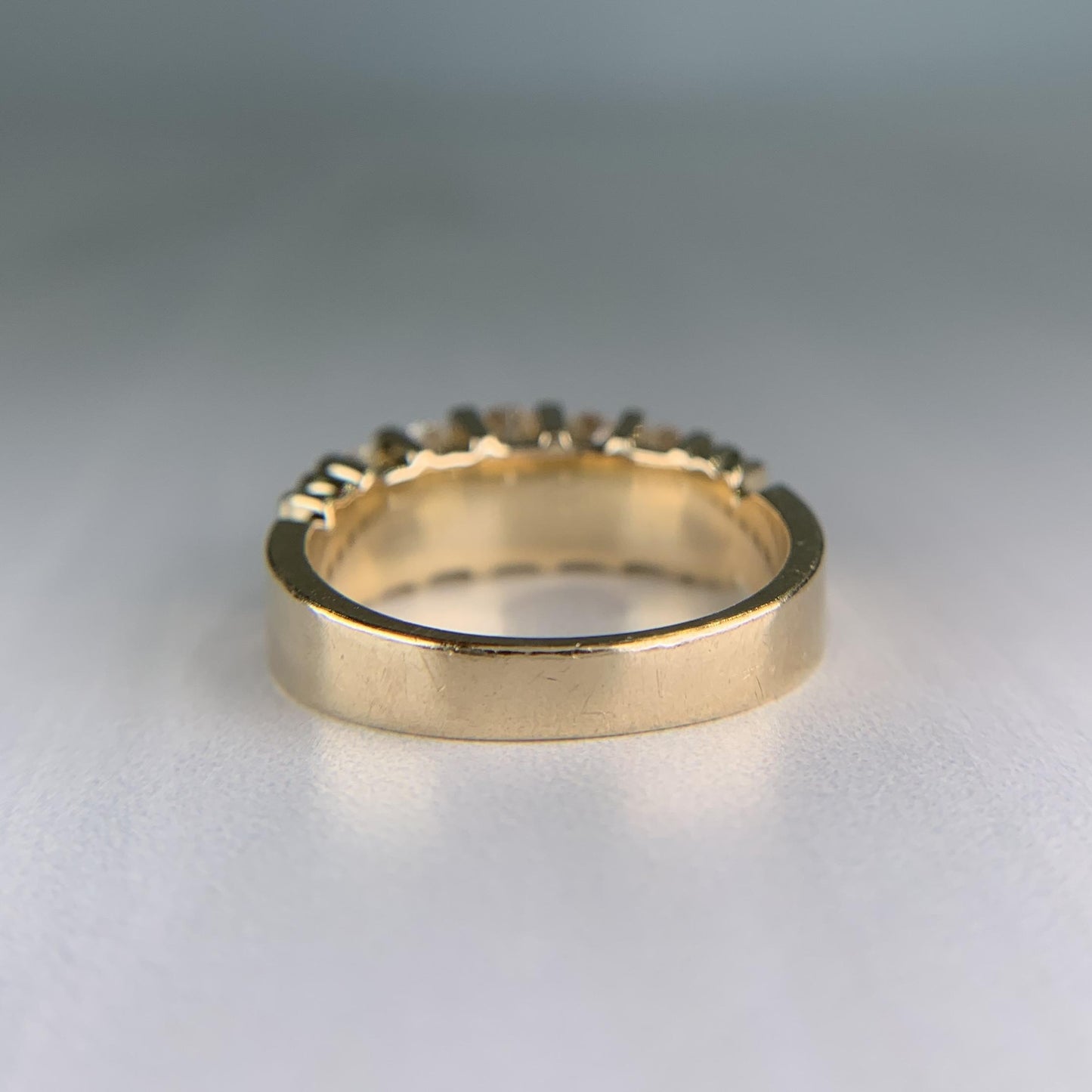 Vintage 1970's Two Row Diamond Band Ring 14k Yellow Gold