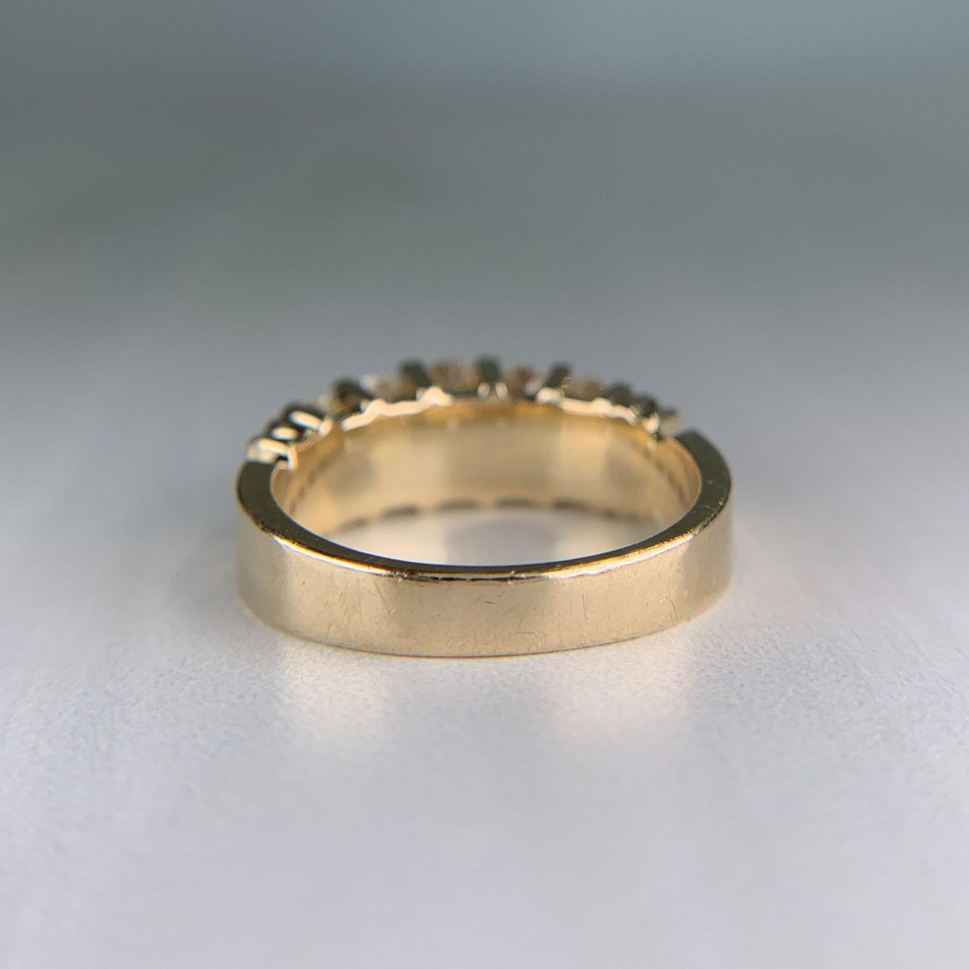 Vintage 1970's Two Row Diamond Band Ring 14k Yellow Gold