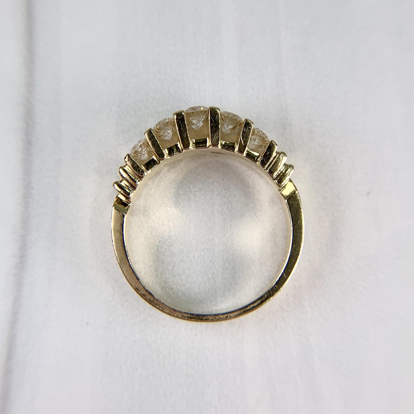Vintage 1970's Two Row Diamond Band Ring 14k Yellow Gold