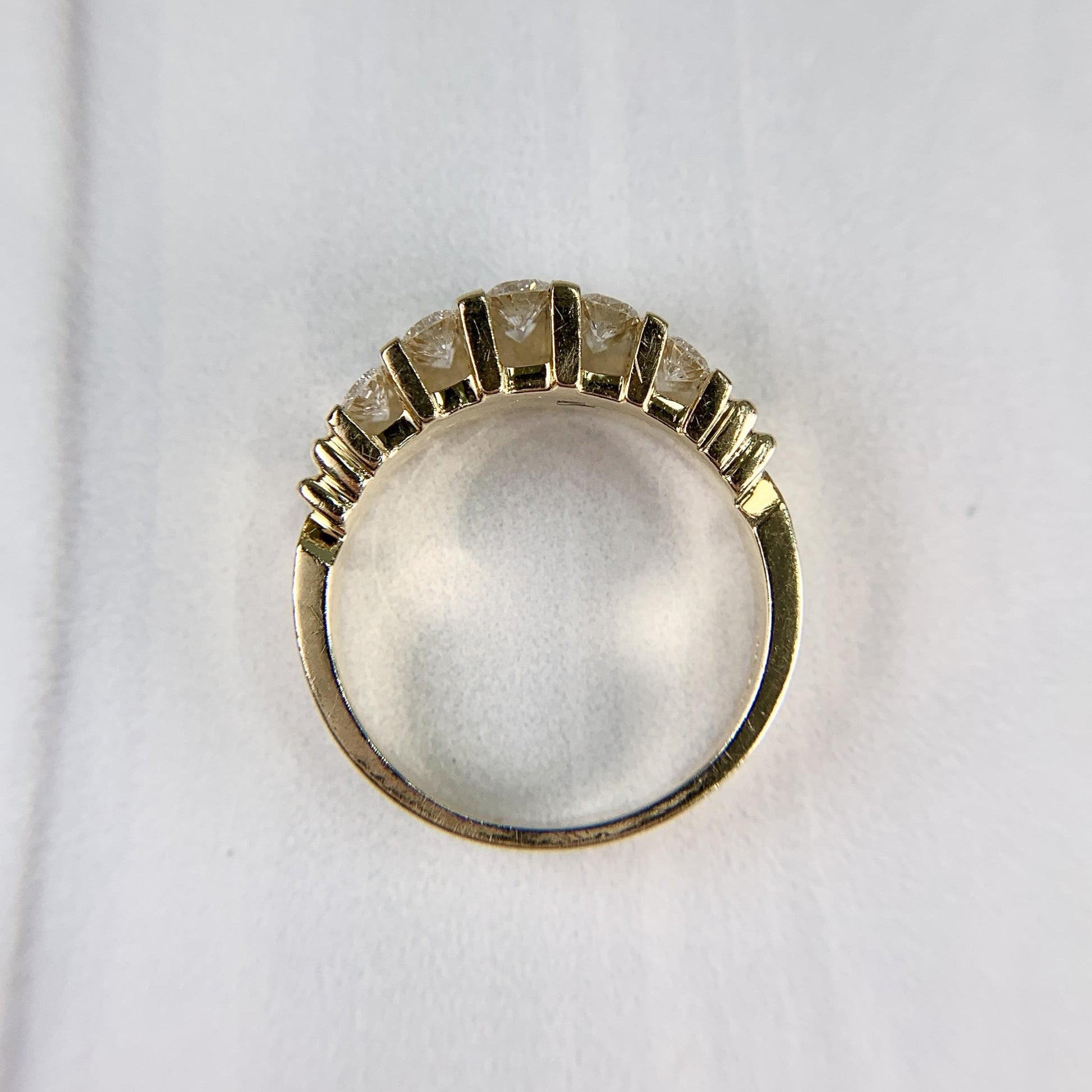 Vintage 1970's Two Row Diamond Band Ring 14k Yellow Gold