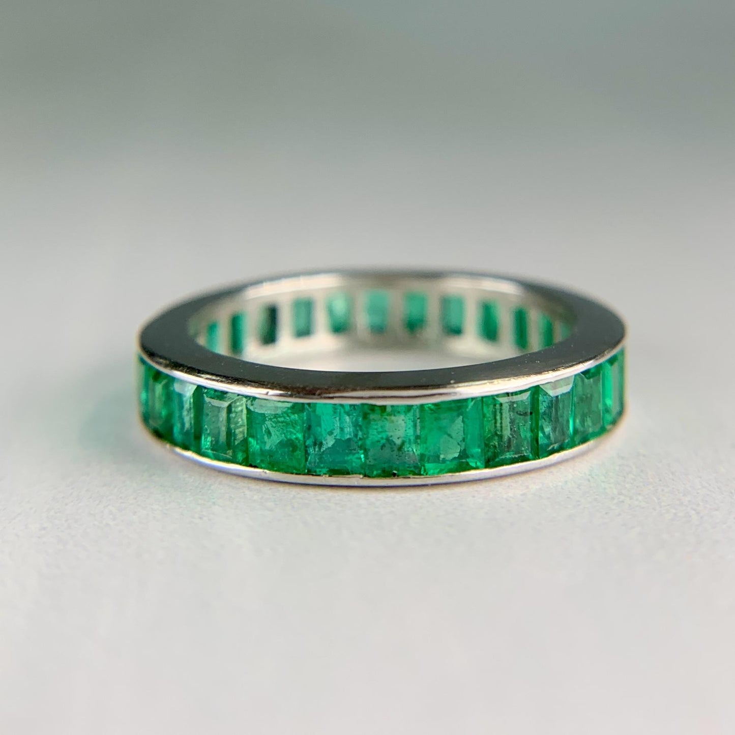 Vintage Emerald Eternity Band Ring Platinum