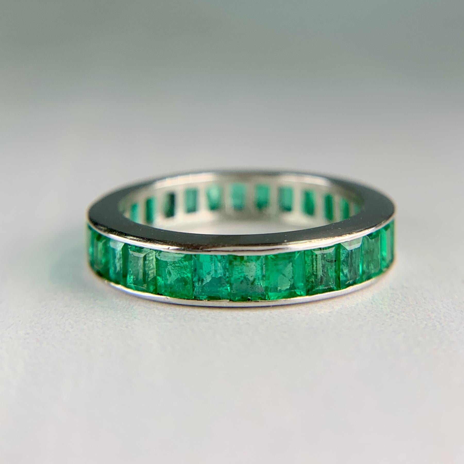 Vintage Emerald Eternity Band Ring Platinum