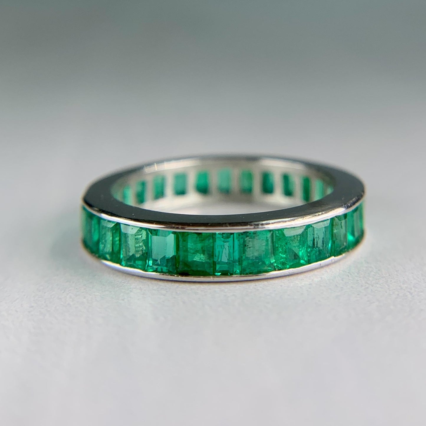 Vintage Emerald Eternity Band Ring Platinum