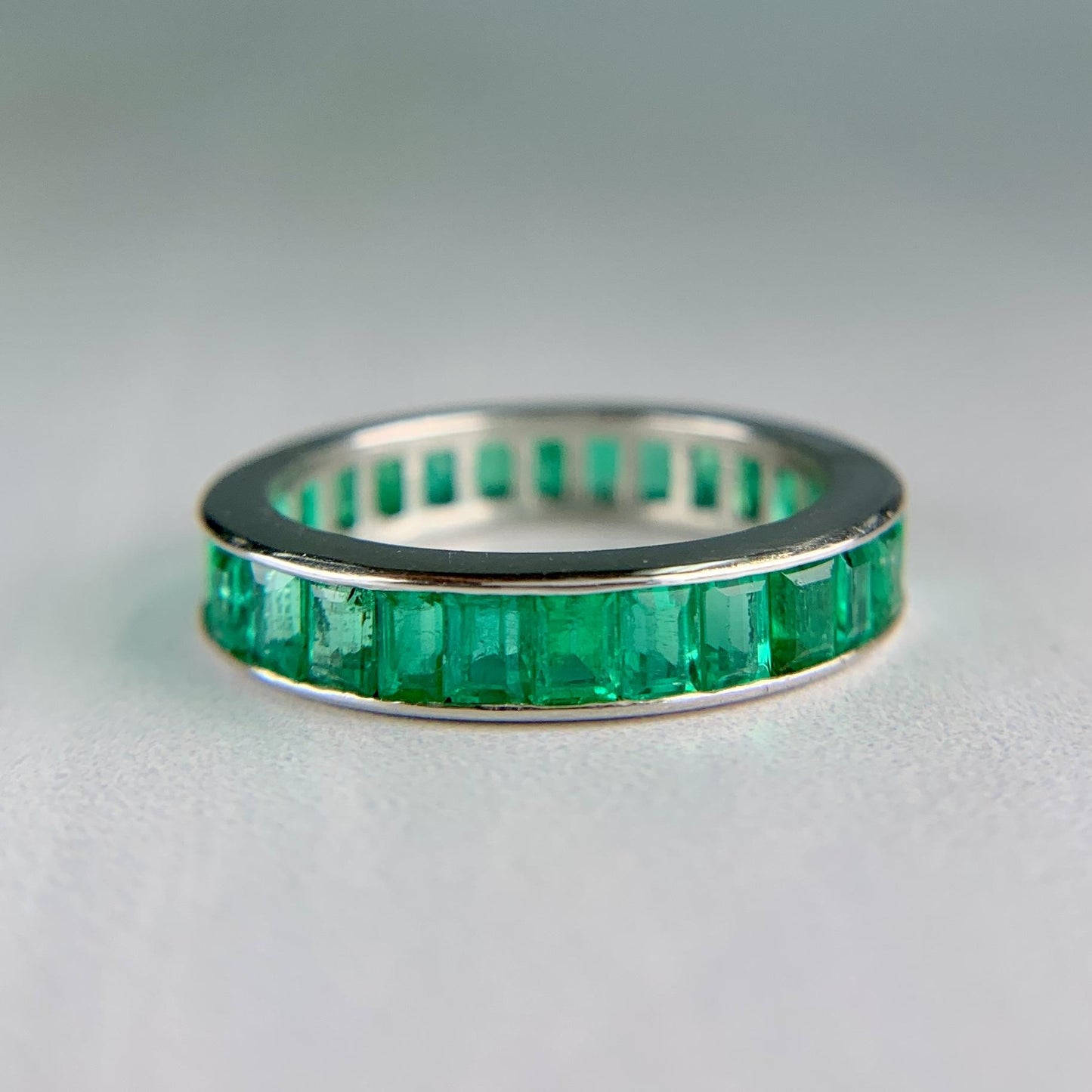 Vintage Emerald Eternity Band Ring Platinum