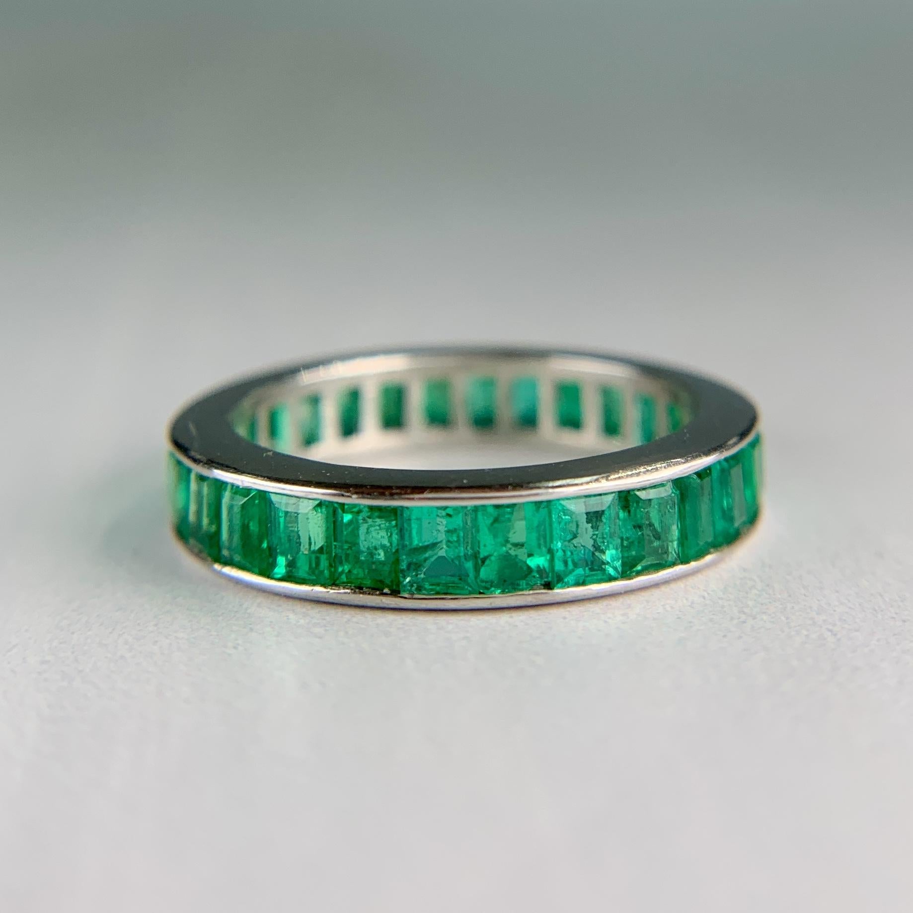 Vintage Emerald Eternity Band Ring Platinum