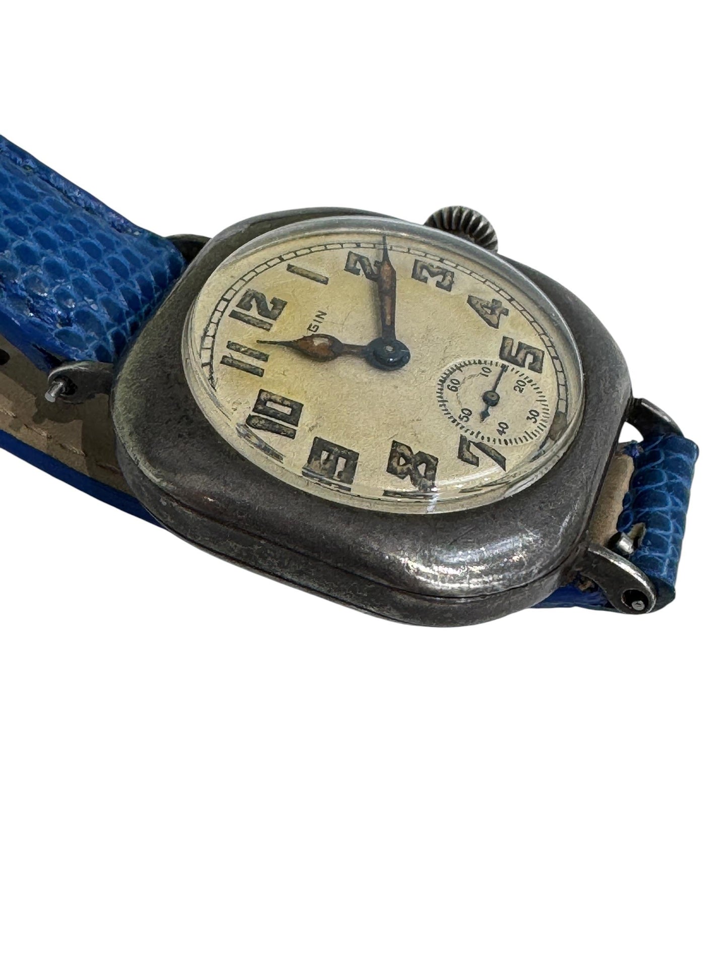 Rare 1917 Elgin Trench Sterling Silver Watch Wristwatch Running strong