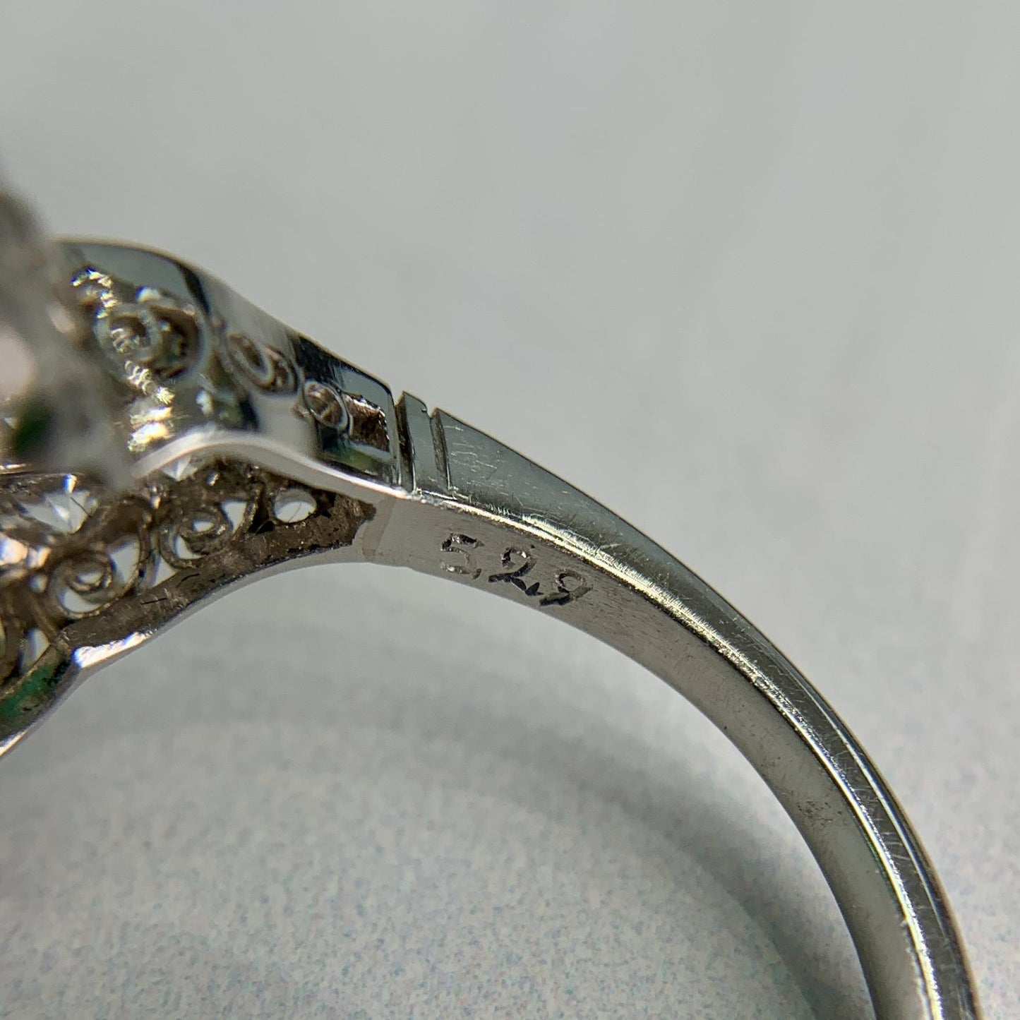 Estate Columbian Emerald and Old Cut Diamond Ring Platinum/18k Yellow Gold
