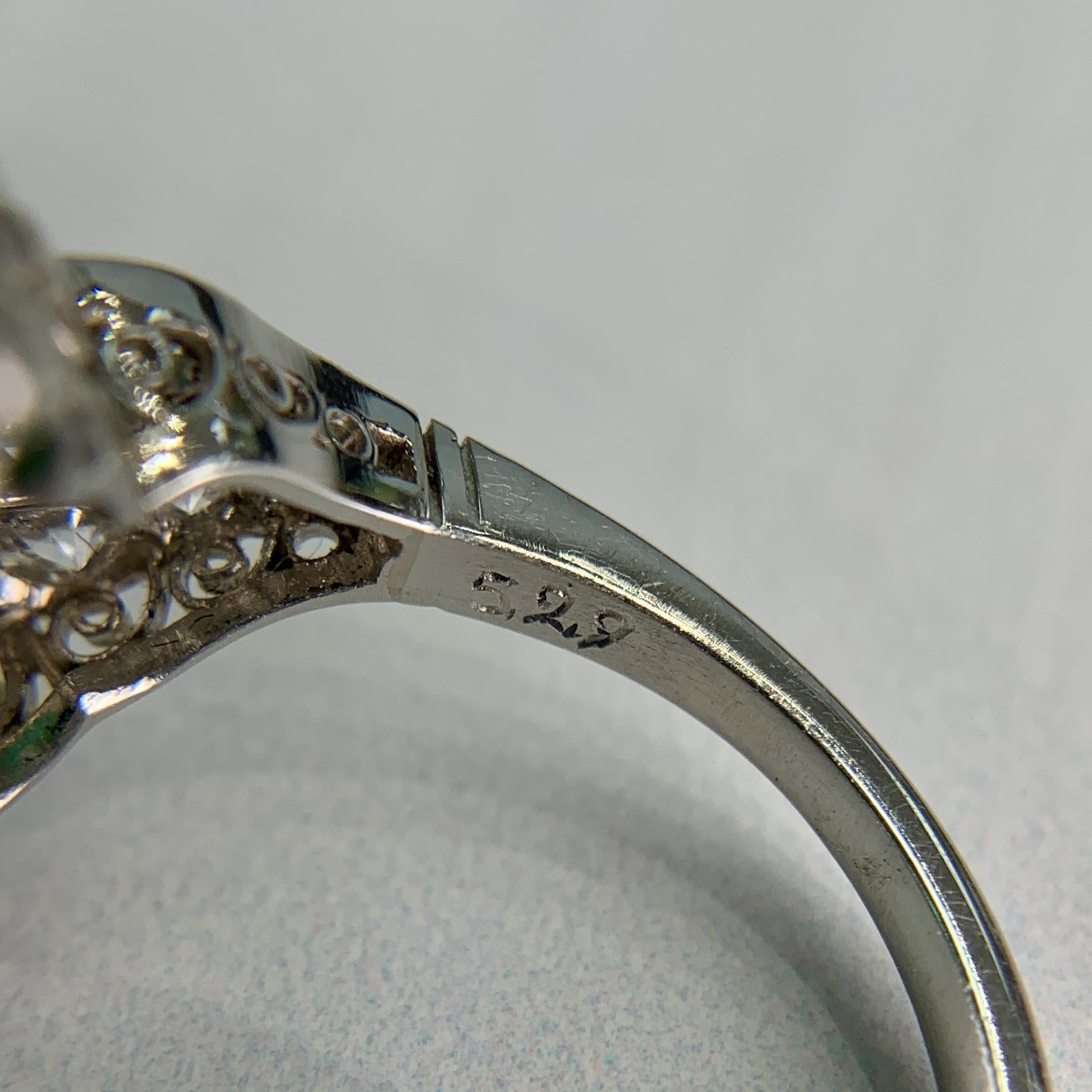 Estate Columbian Emerald and Old Cut Diamond Ring Platinum/18k Yellow Gold