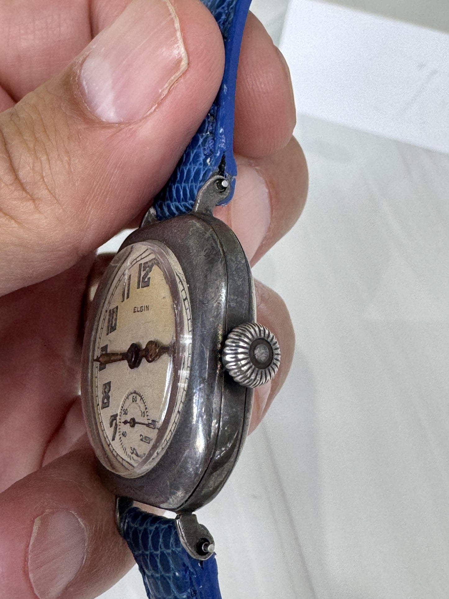 Rare 1917 Elgin Trench Sterling Silver Watch Wristwatch Running strong