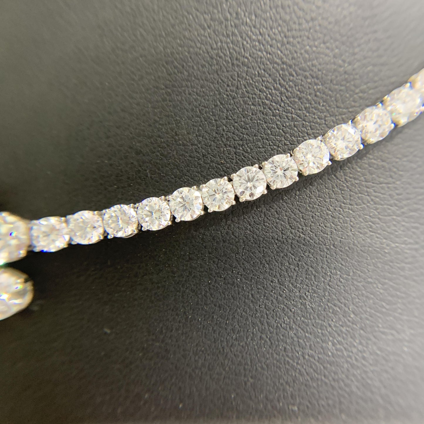 Platinum 24.5ctw Lab Diamond Flower Tennis Necklace 16.5"