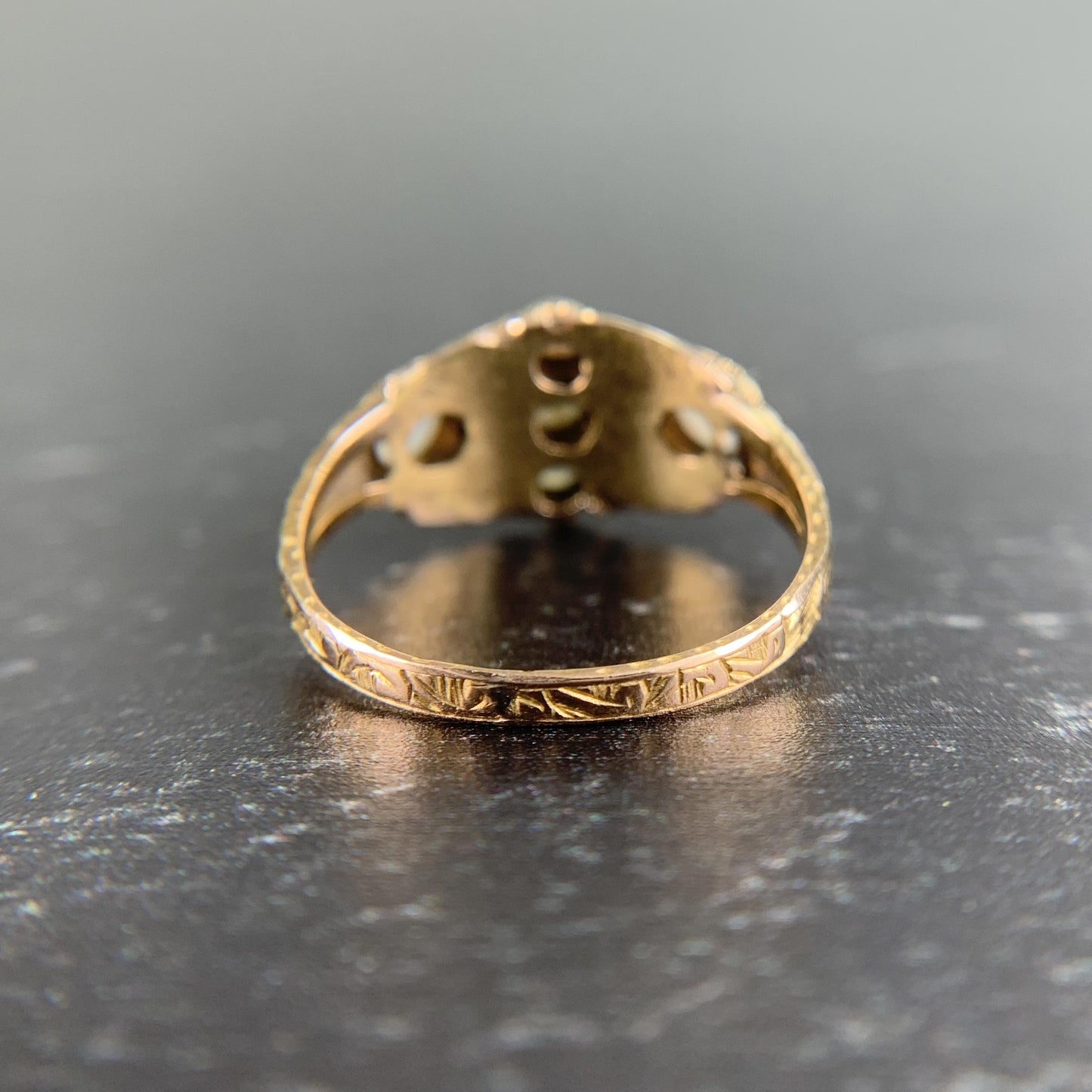 Antique 1880's Victorian Opal and Garnet Ring 15k Gold