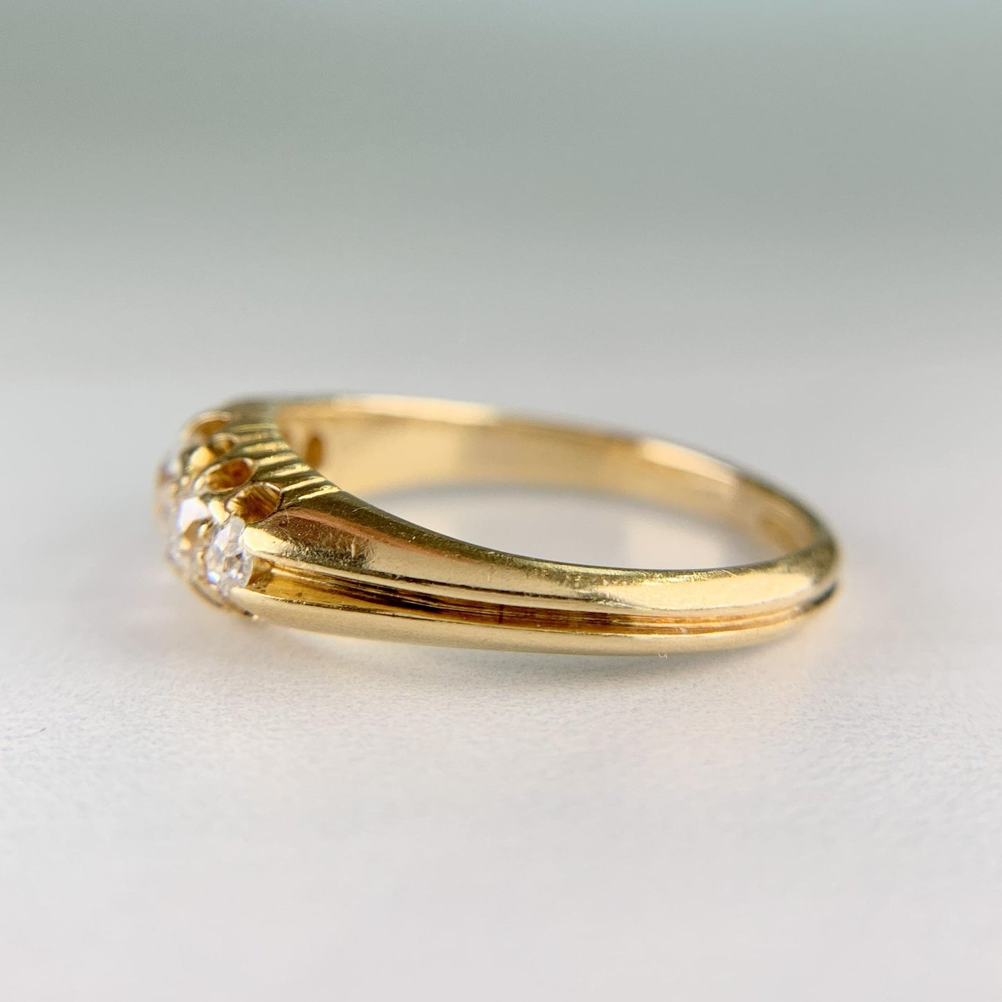 Antique 1896 Chester Assay Old Mine Cut Diamond Ring 18k Yellow Gold