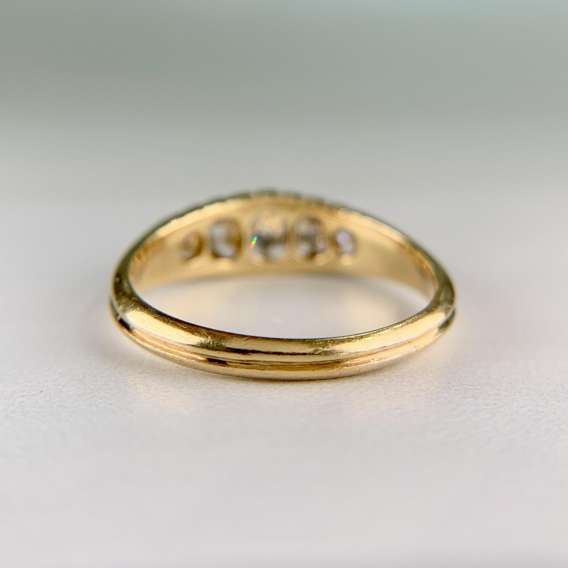 Antique 1896 Chester Assay Old Mine Cut Diamond Ring 18k Yellow Gold