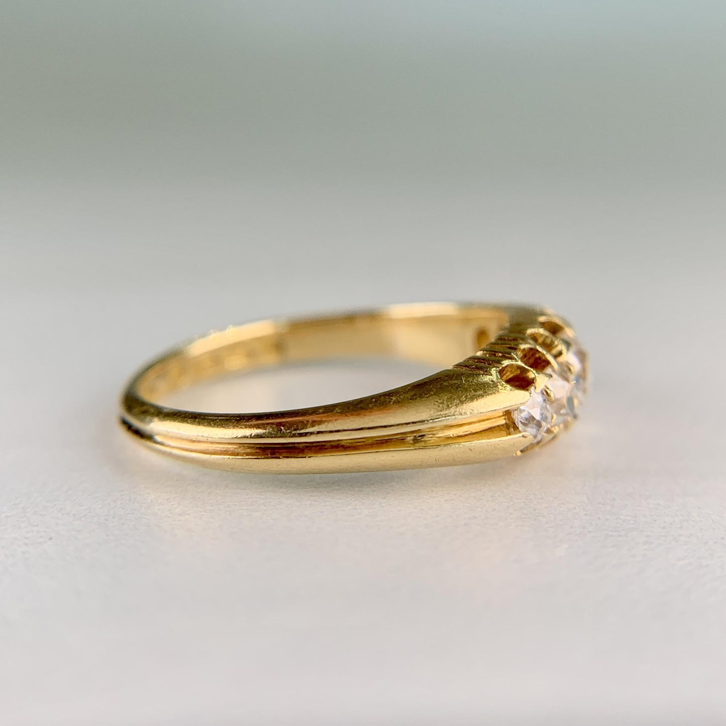 Antique 1896 Chester Assay Old Mine Cut Diamond Ring 18k Yellow Gold