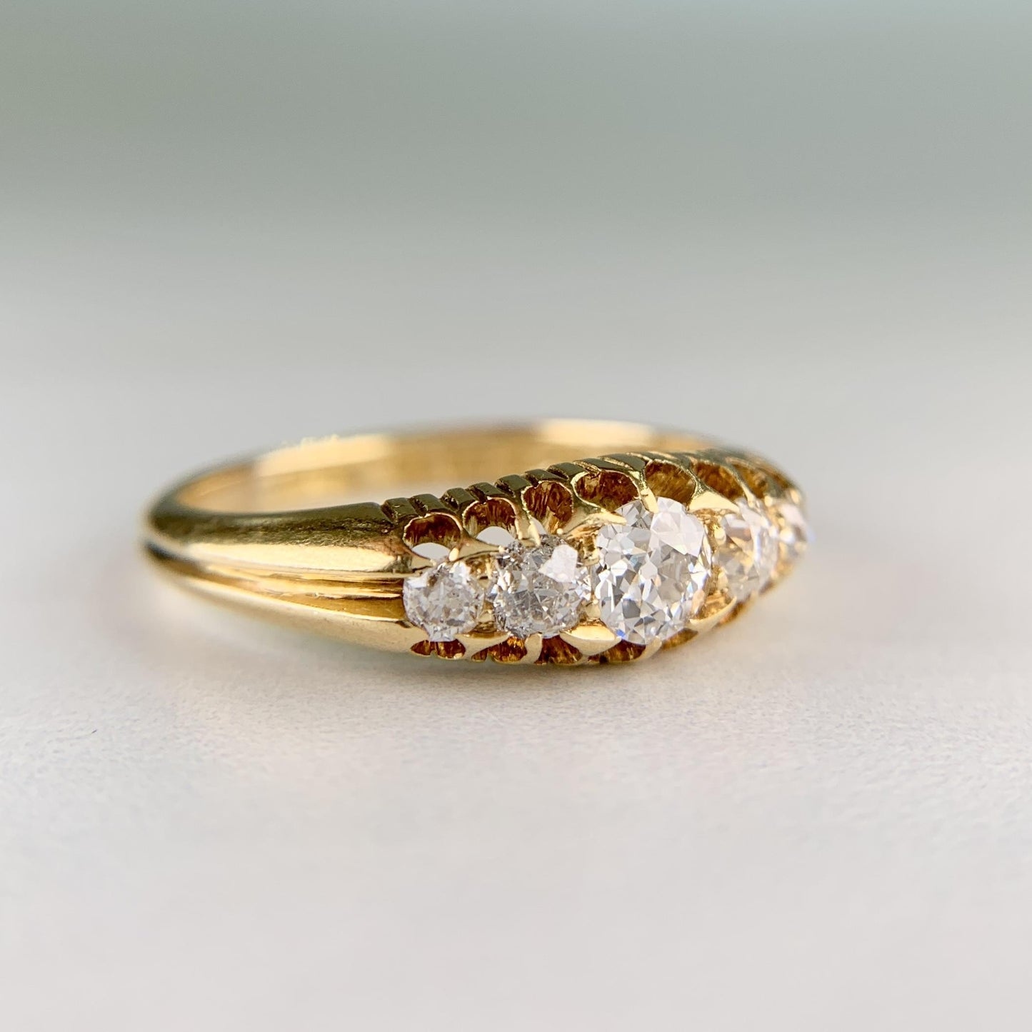 Antique 1896 Chester Assay Old Mine Cut Diamond Ring 18k Yellow Gold