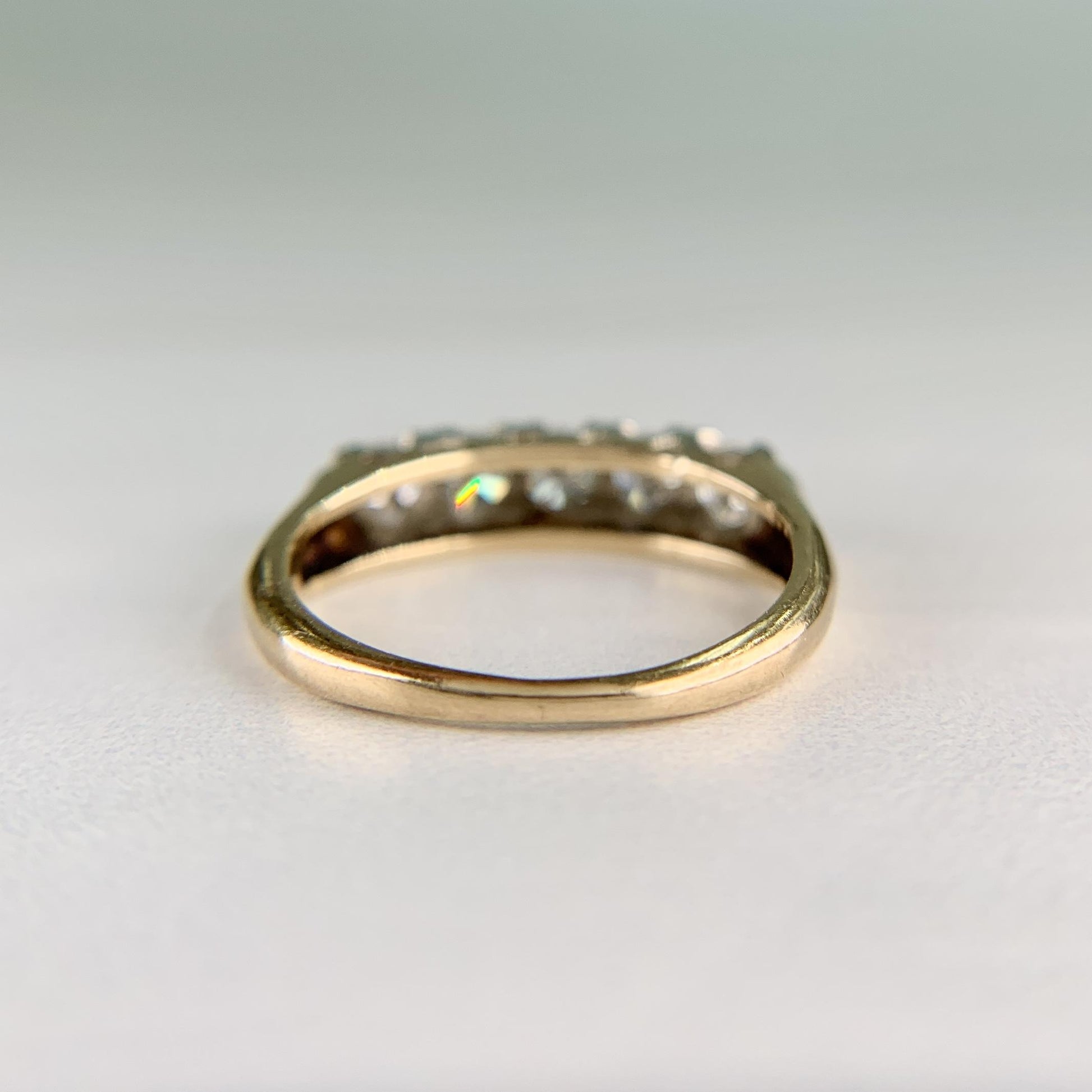 Vintage 1950's 5 Stone Diamond Band Ring 14k Gold