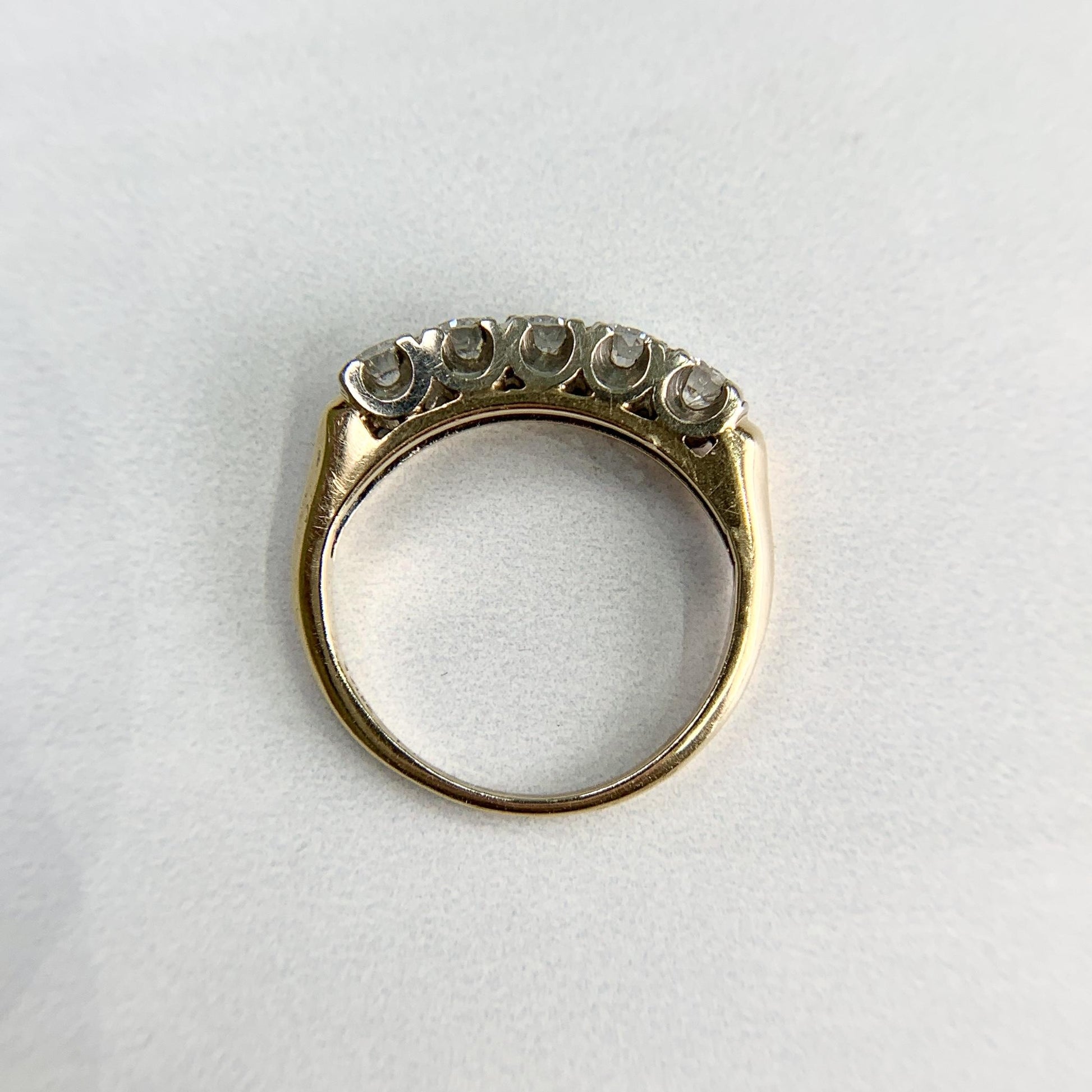 Vintage 1950's 5 Stone Diamond Band Ring 14k Gold