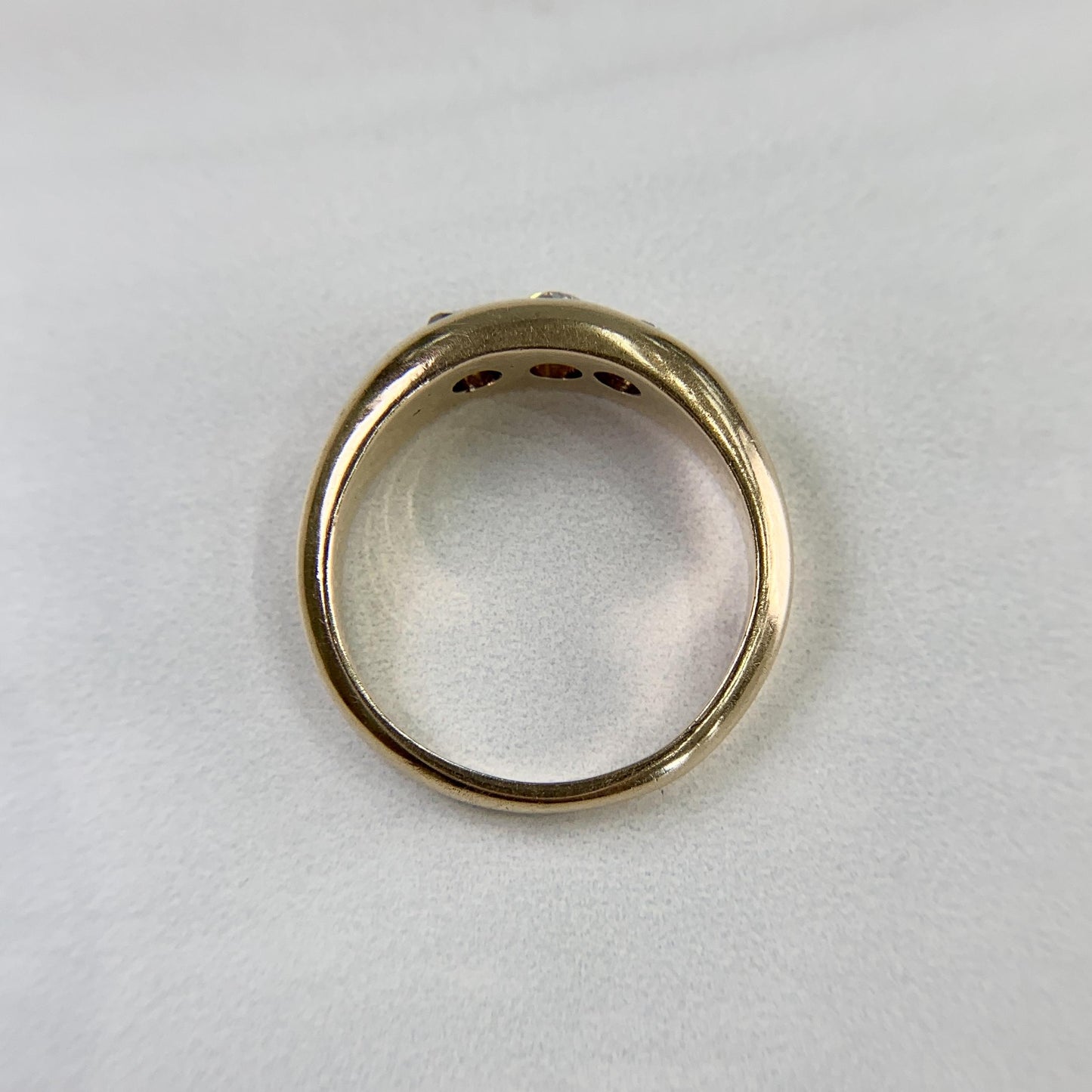 Antique Burnish Set Old Mine Diamond Ring 14k Yellow Gold