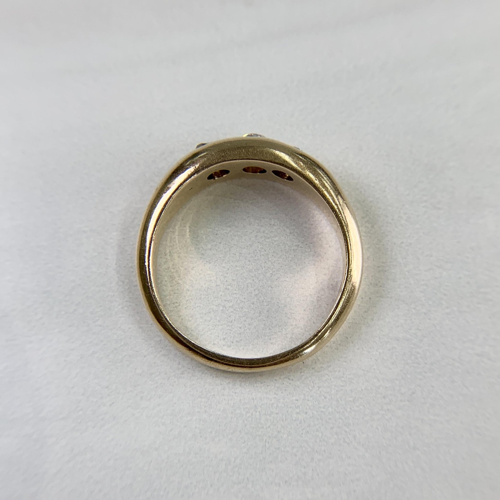 Antique Burnish Set Old Mine Diamond Ring 14k Yellow Gold