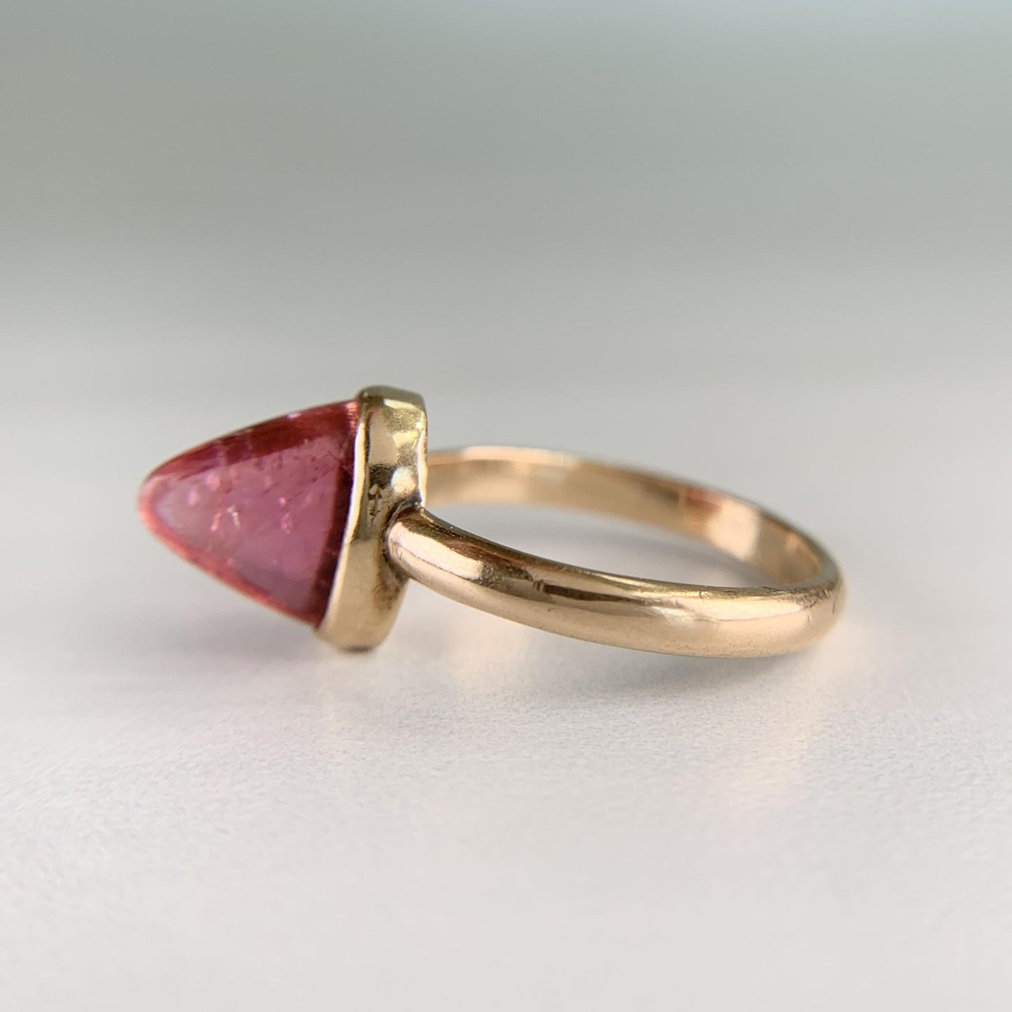 Antique 1910 Soviet Bullet Cut Tourmaline Ring 13k Yellow Gold