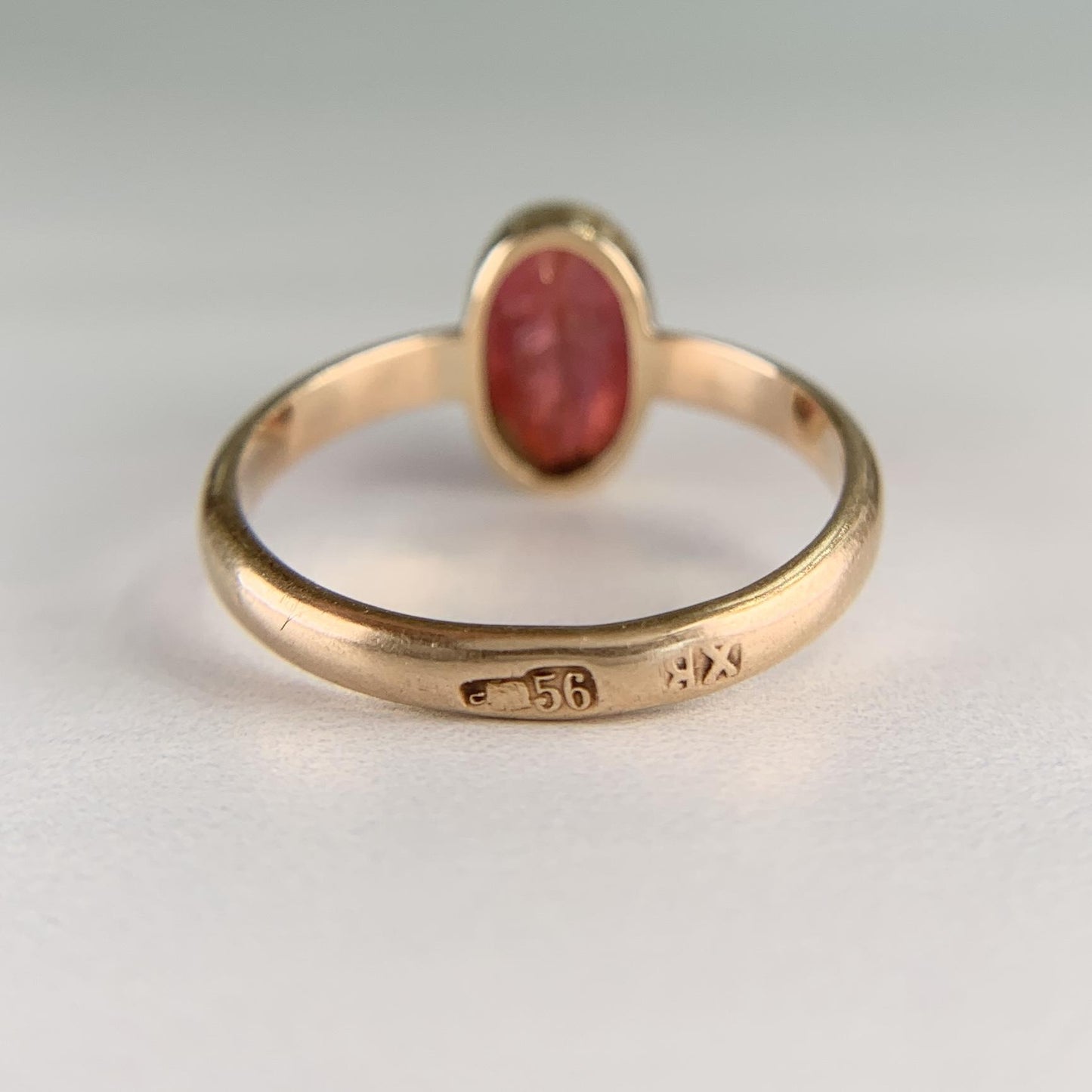 Antique 1910 Soviet Bullet Cut Tourmaline Ring 13k Yellow Gold